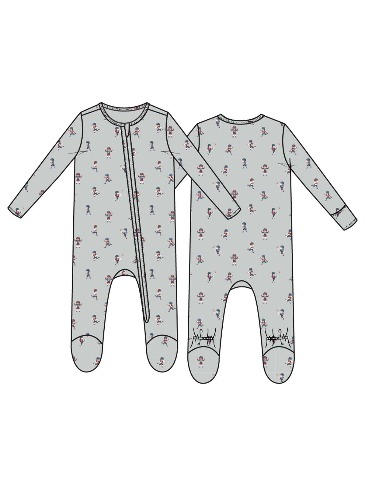 2-Way Zip Footie, Tiny Footballers