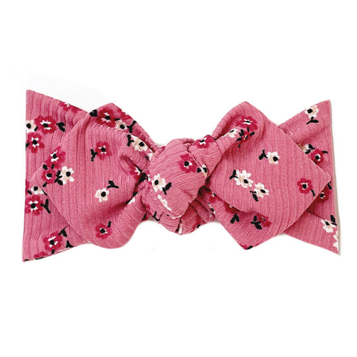 Top Knot Headband, Ribbed Mauve Cherry Blossom