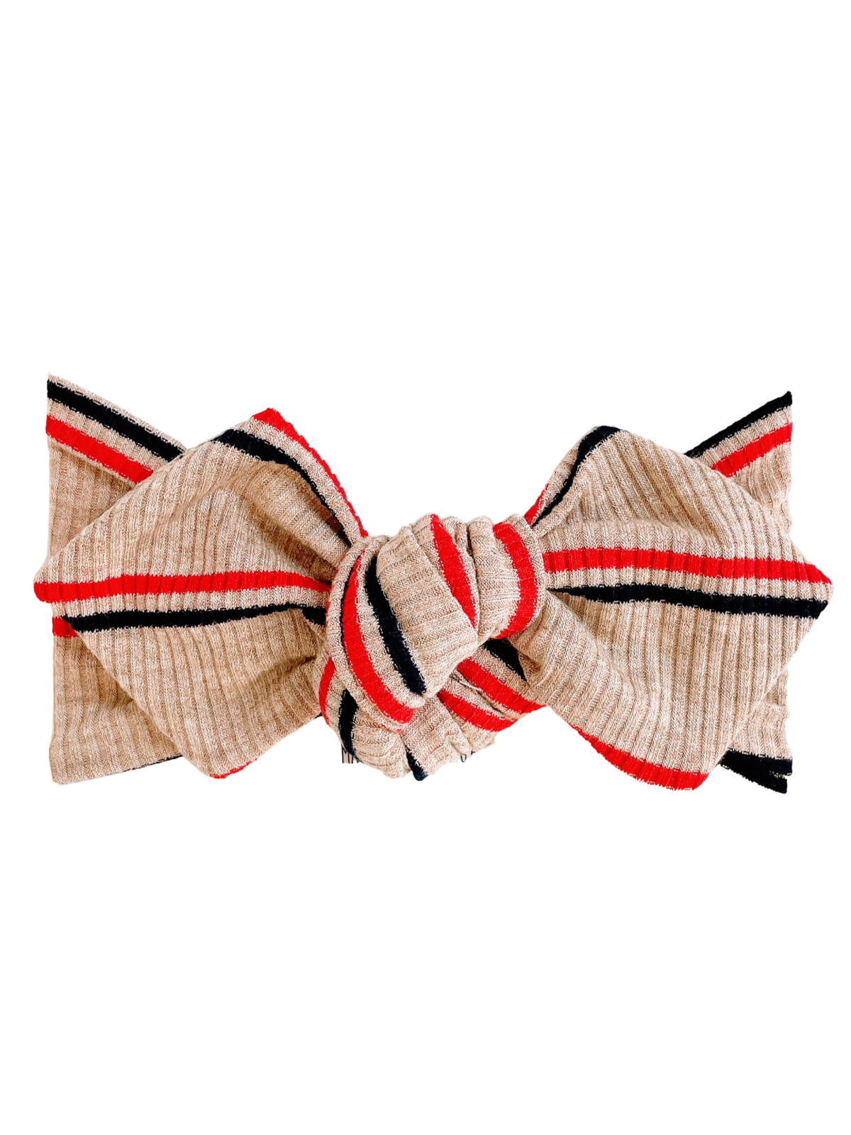 Top Knot Headband, Ribbed Red Nautical Stripe