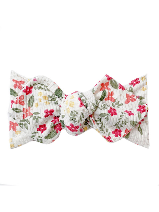 Top Knot Headband, Ribbed Tropical Floral