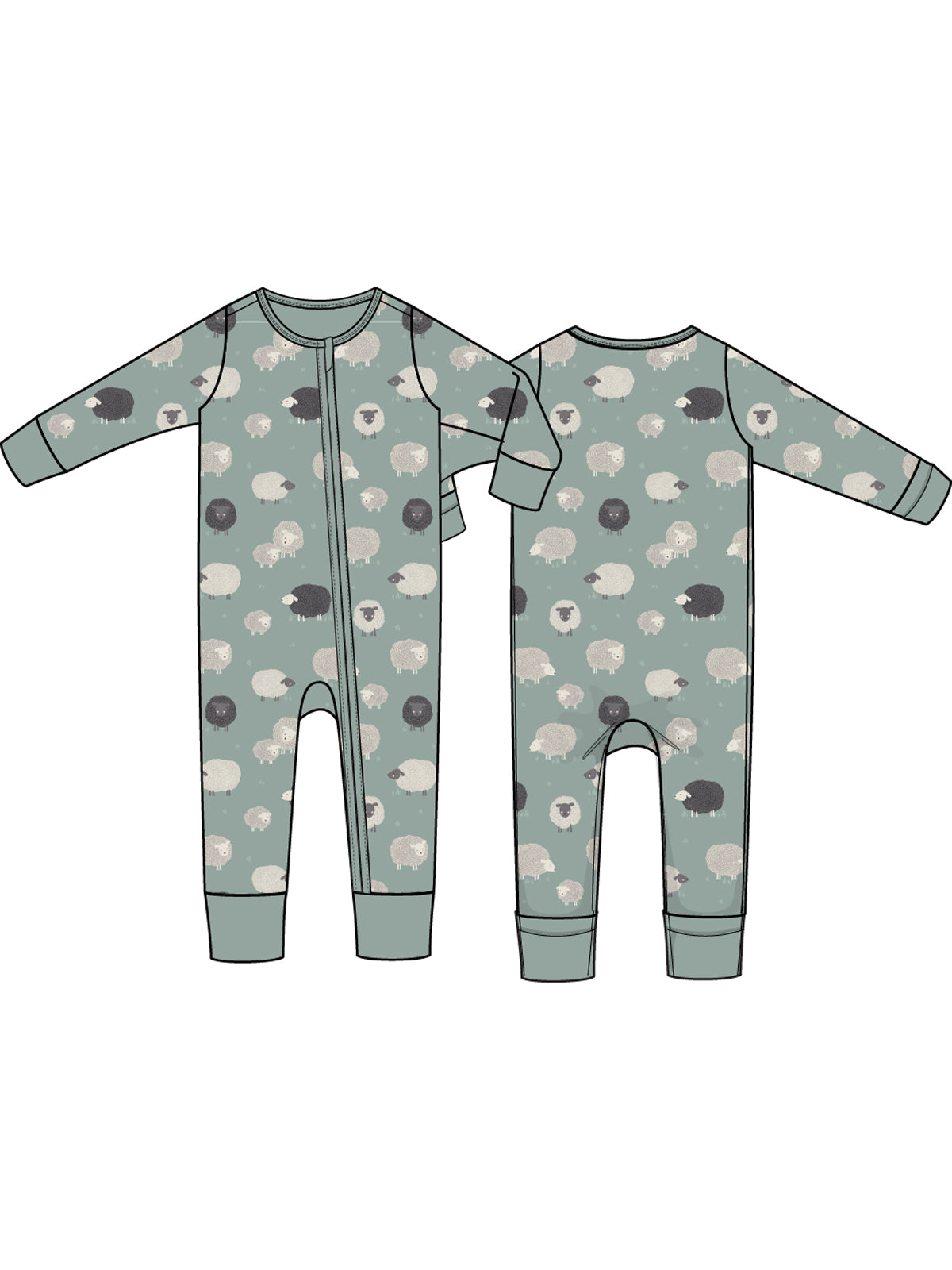 2-Way Zip Romper, Black Sheep