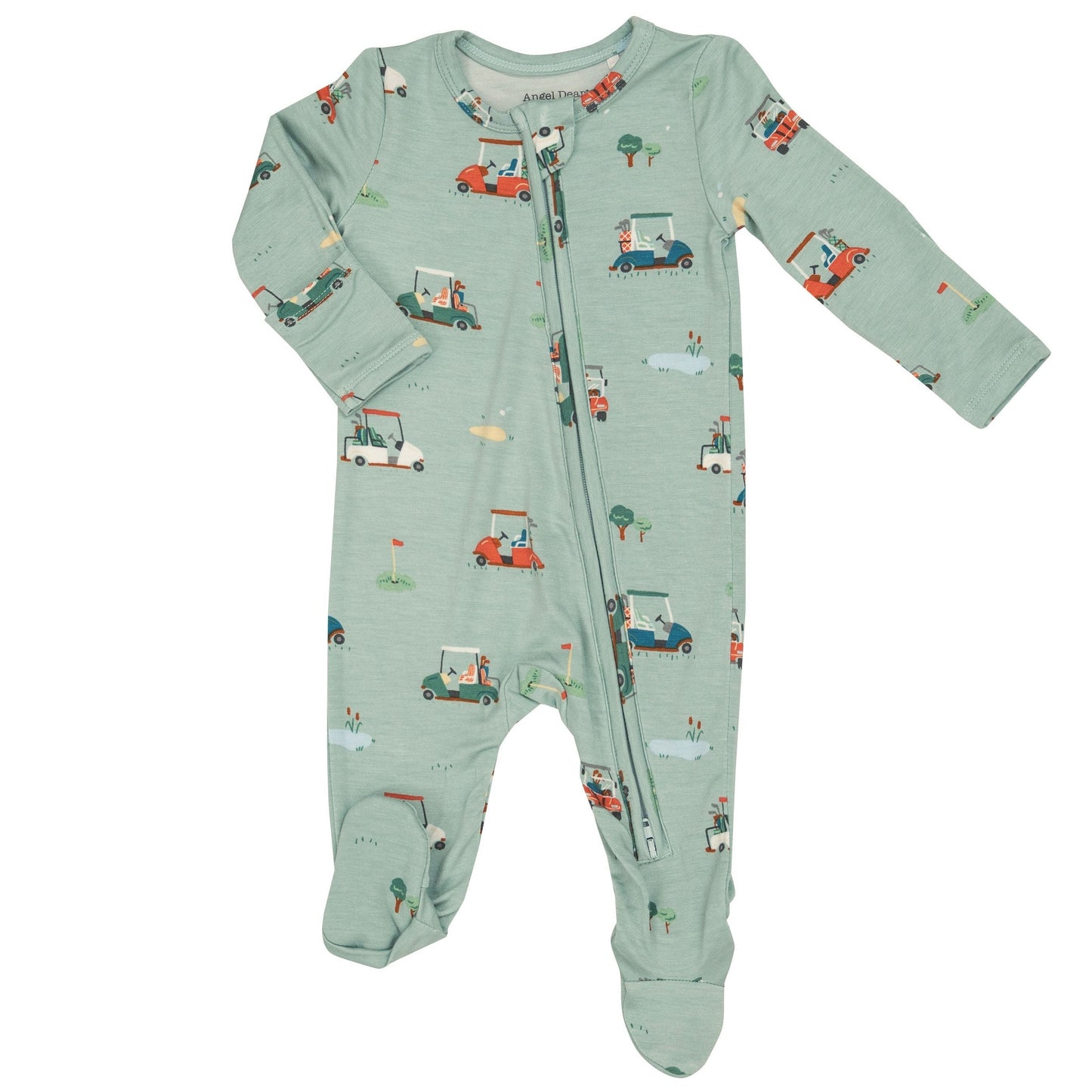 2-Way Zip Footie, Golf Carts Green