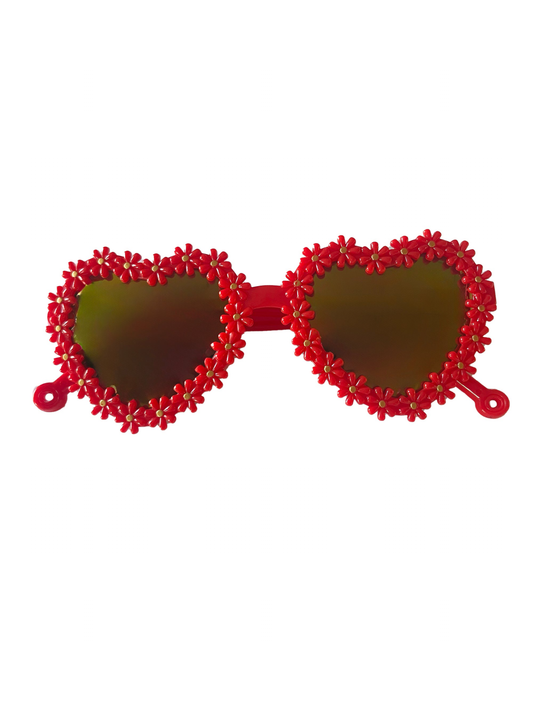 Valentine's Kids Sunglasses, Red Daisy Heart