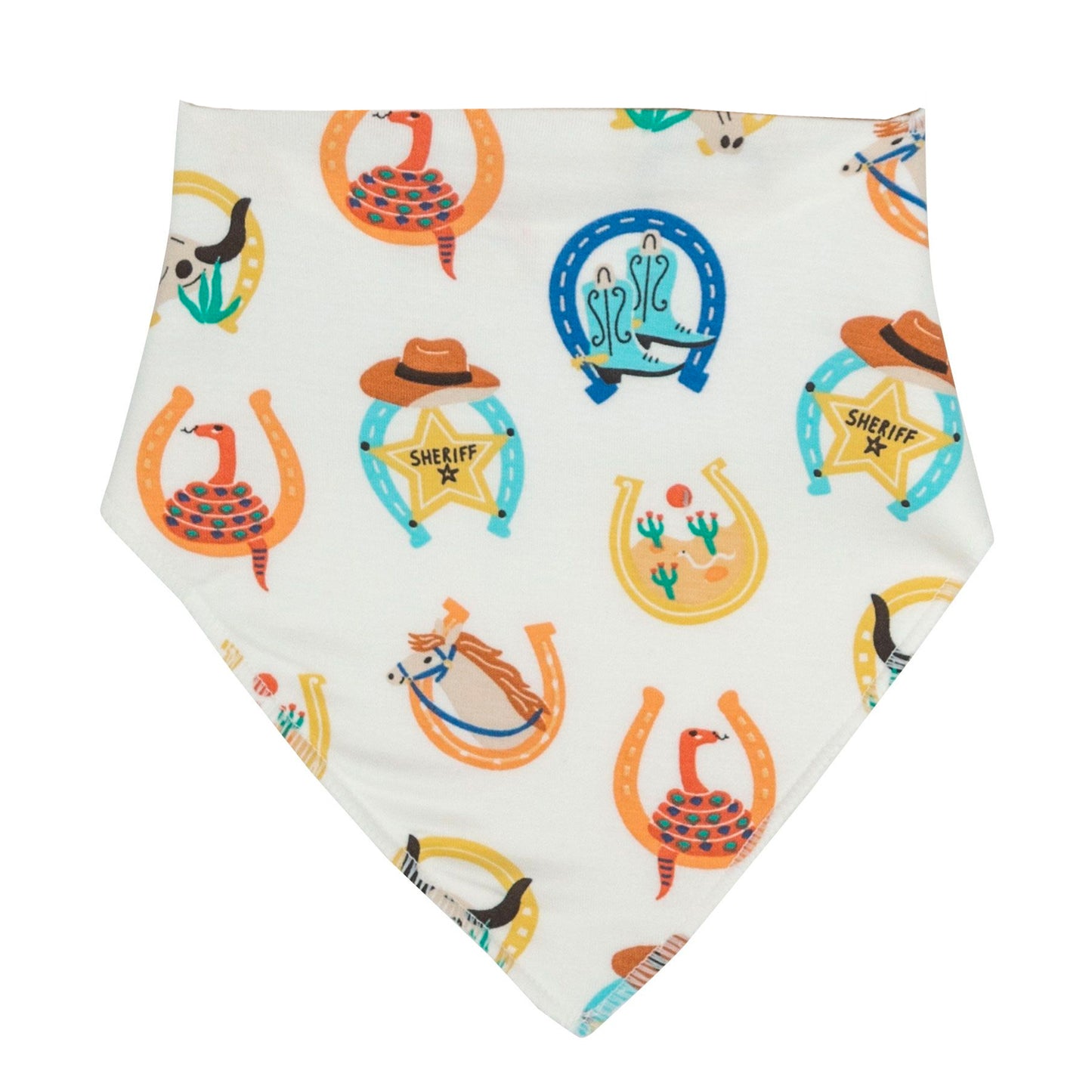 Bandana Bib, Western Horseshoes Blue