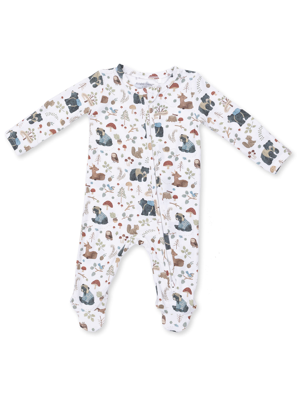 2-Way Zip Footie, Southern Woodland Animals Green