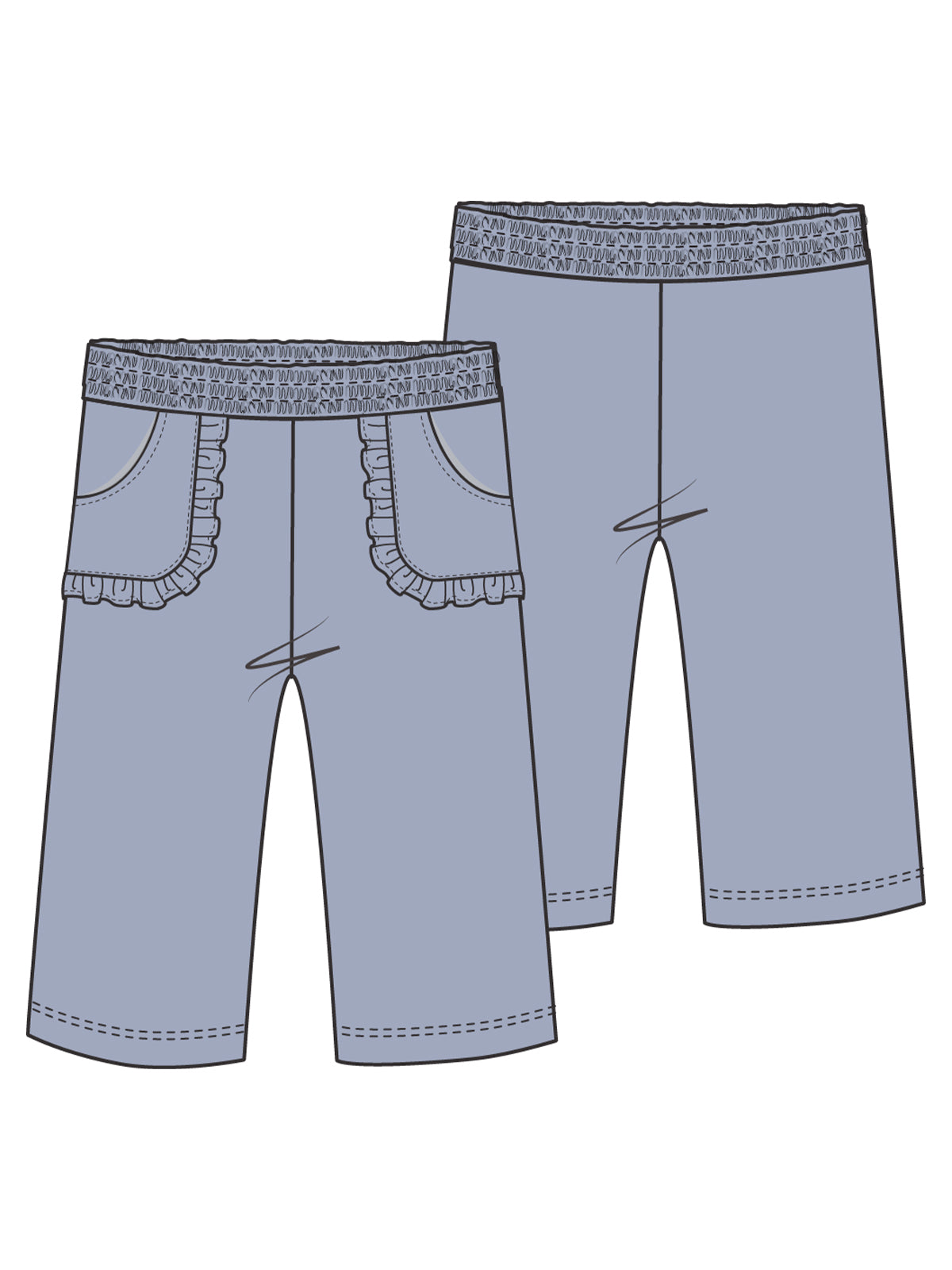 Wide Leg Pant w/ Ruffle Pocket, Zen Blue