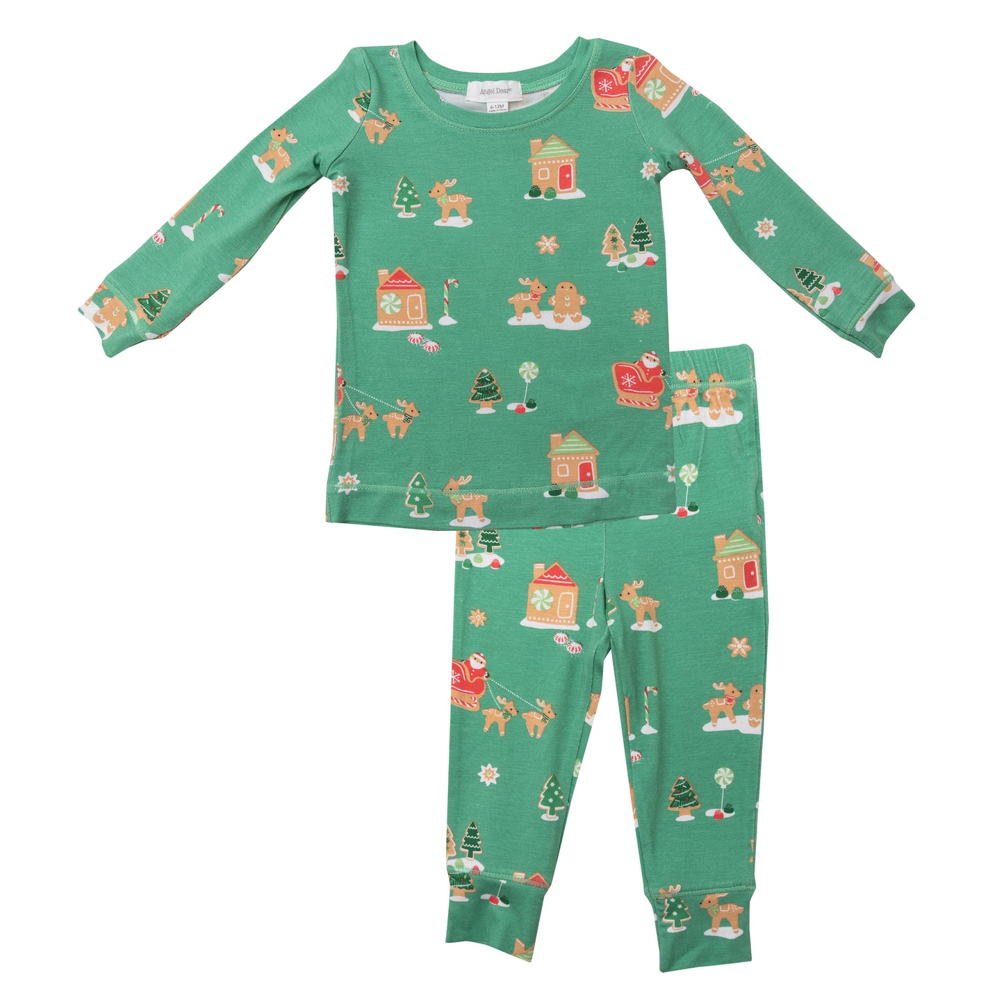 2-Piece Lounge Wear Set, Green Gingerbread Sleigh