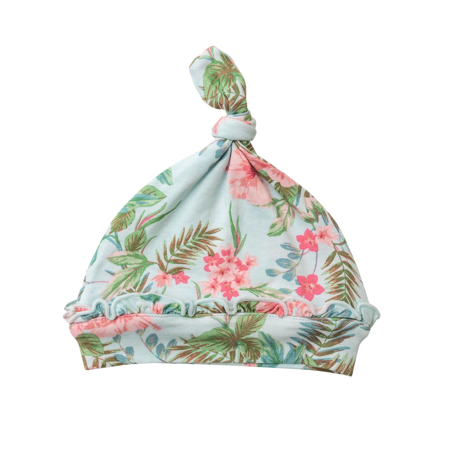 Ruffle Knot Beanie, Vintage Hibiscus