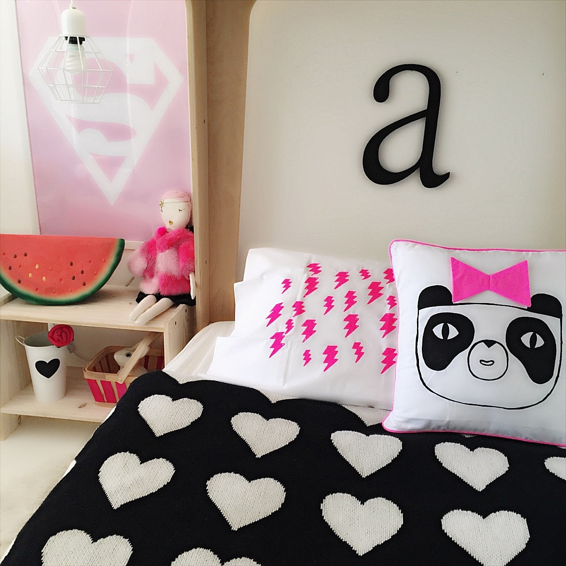 Happy Panda Cushion Cover, Pink