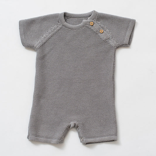 SpearmintLOVE’s baby Organic Knit Shortall, Gray
