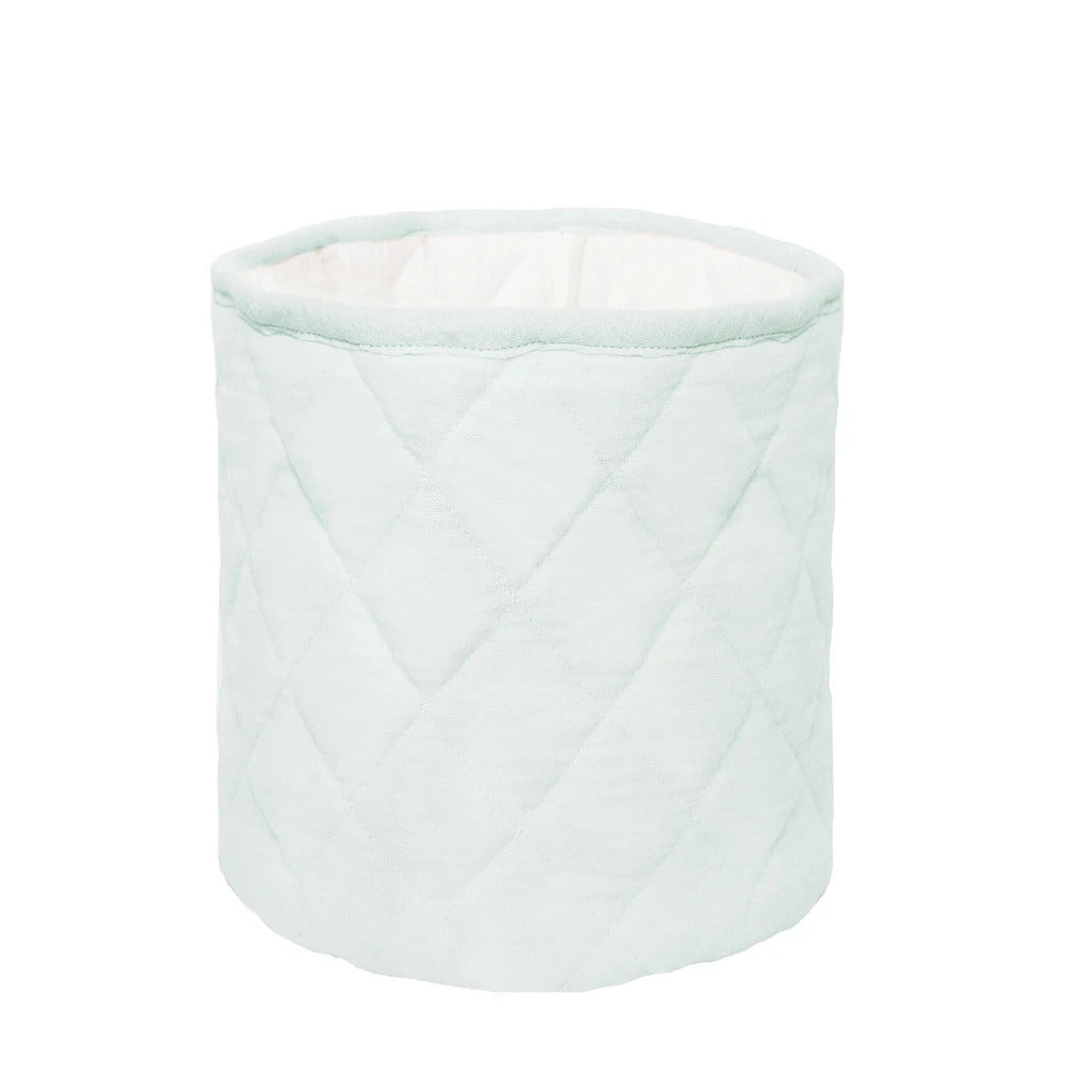 SpearmintLOVE’s baby Quilted Muslin Bin Set of 2, Powder Blue/White