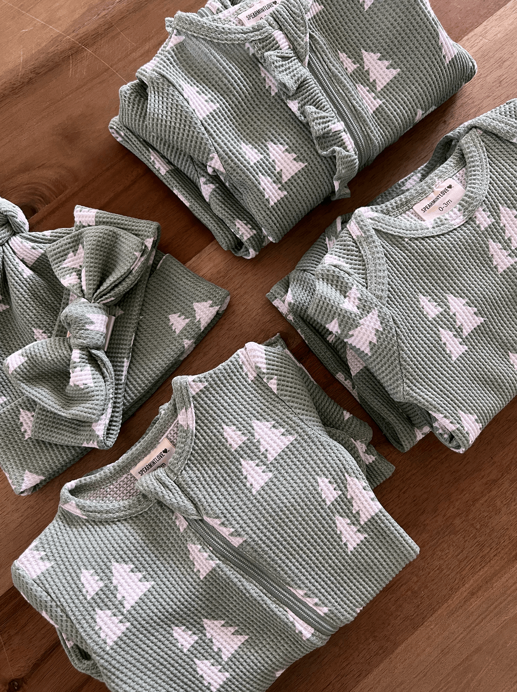 Organic Waffle Basic Zip Romper, Alpine Trees