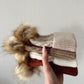 Cable Knit Fur Pom Hat, Walnut