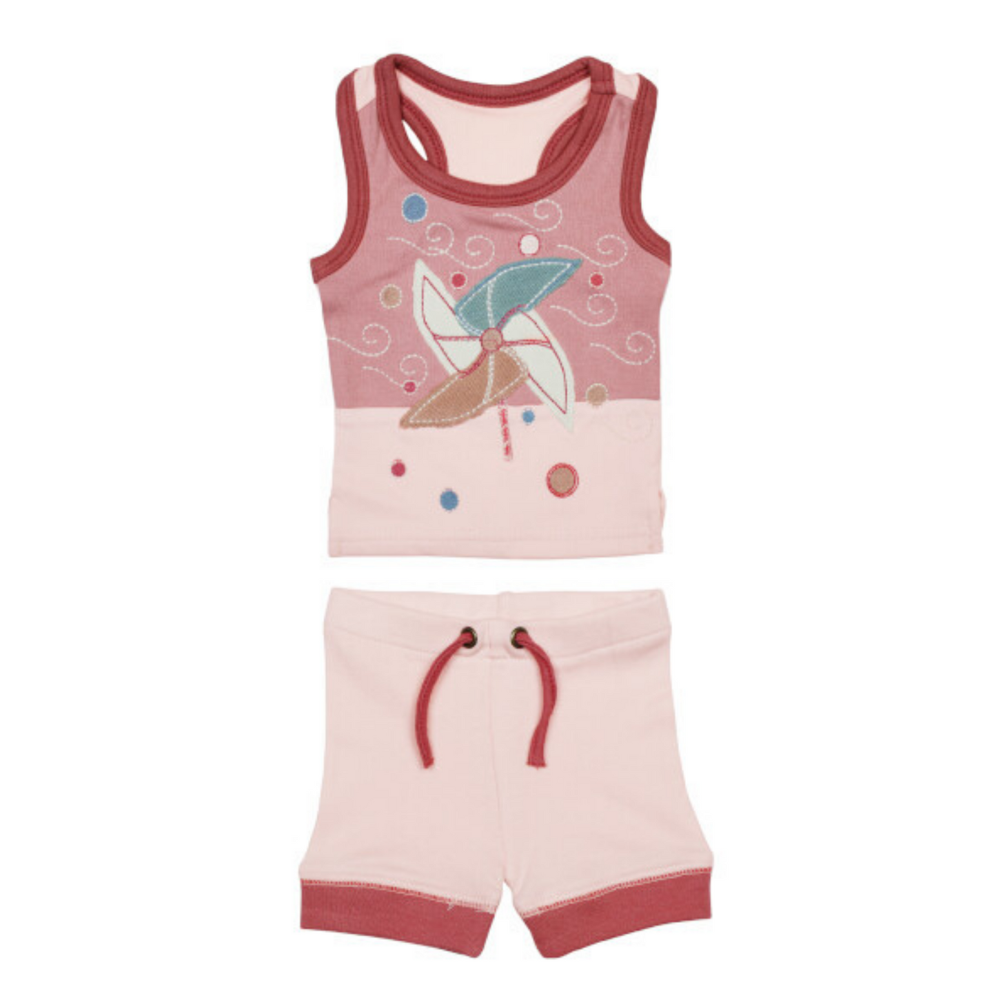 Applique Tank & Bike Short Set, Pinwheel