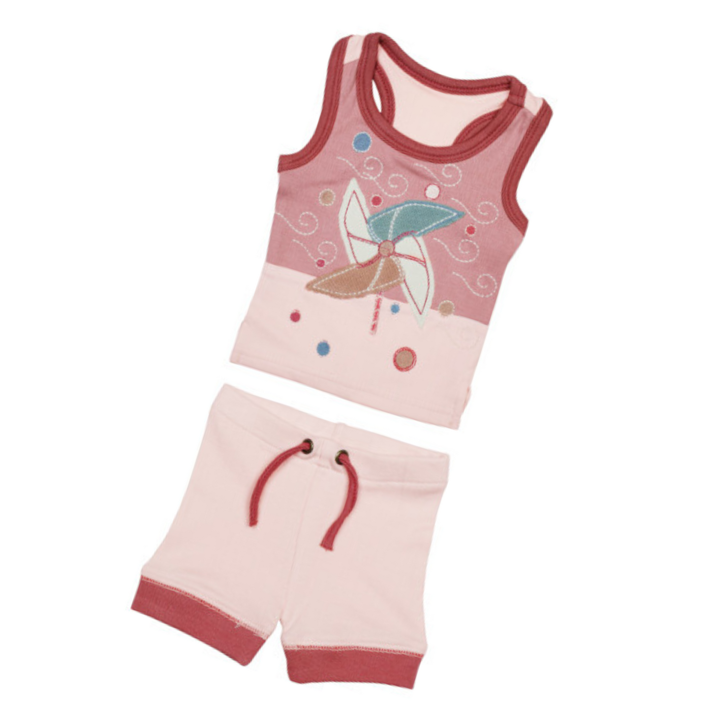 Applique Tank & Bike Short Set, Pinwheel