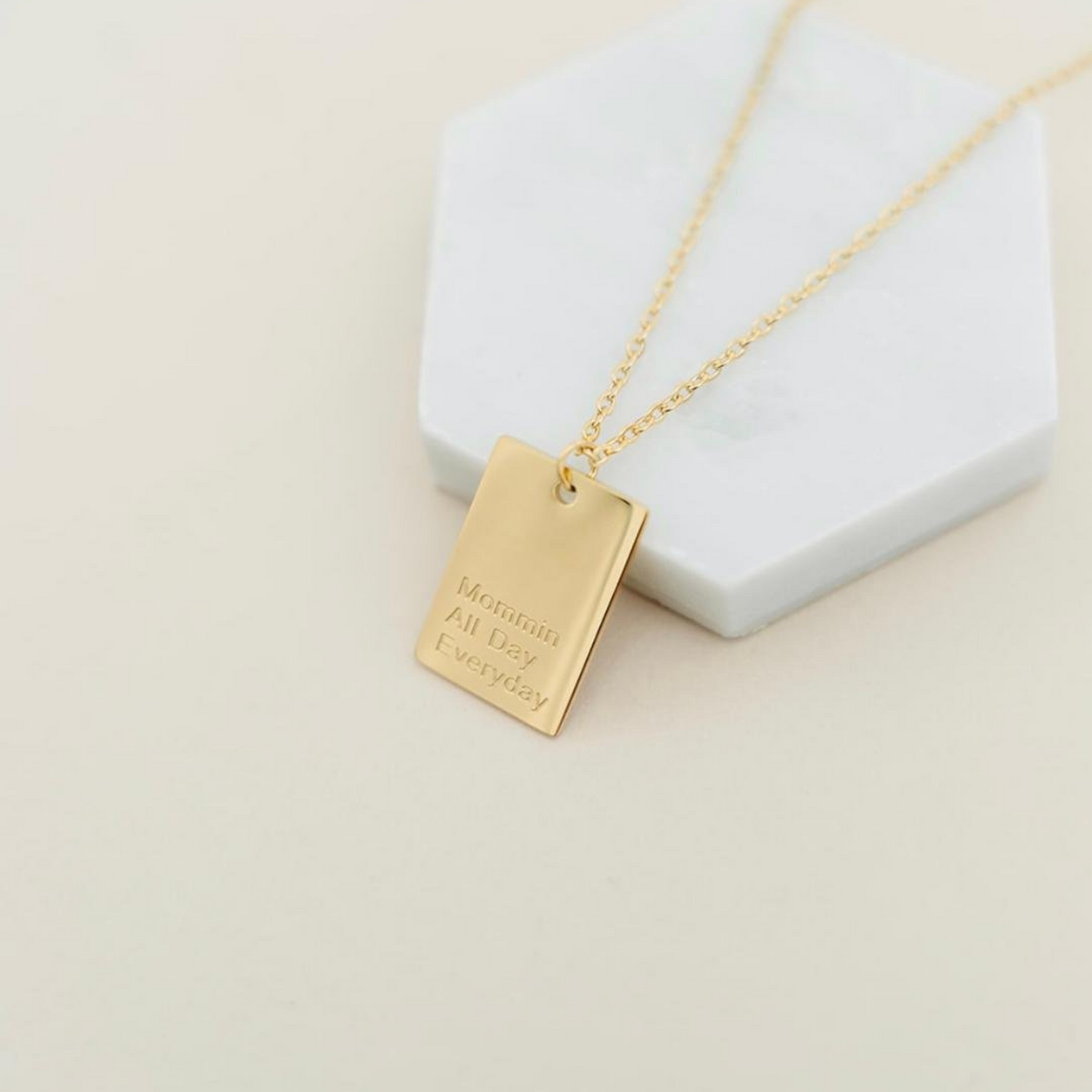 Mommin All Day Everyday Necklace, Gold