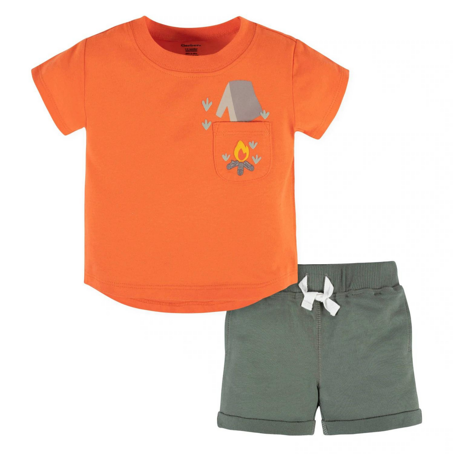 Pocket Tee and Knit Short Set, Camping Fun