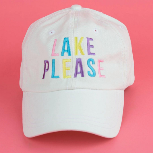 Embroidered Canvas Hat, Lake Please