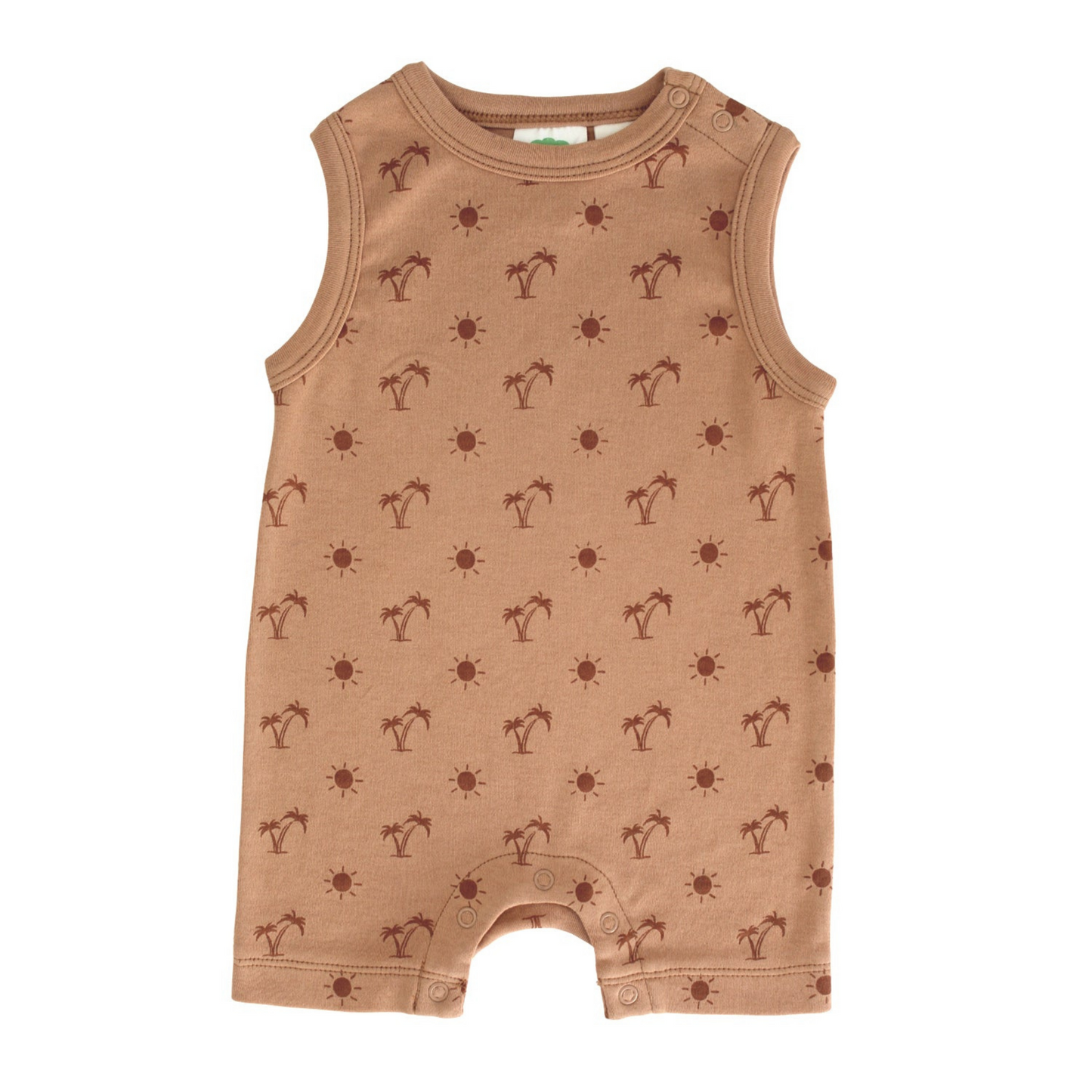 Organic Tank Romper, Cinnamon Palms