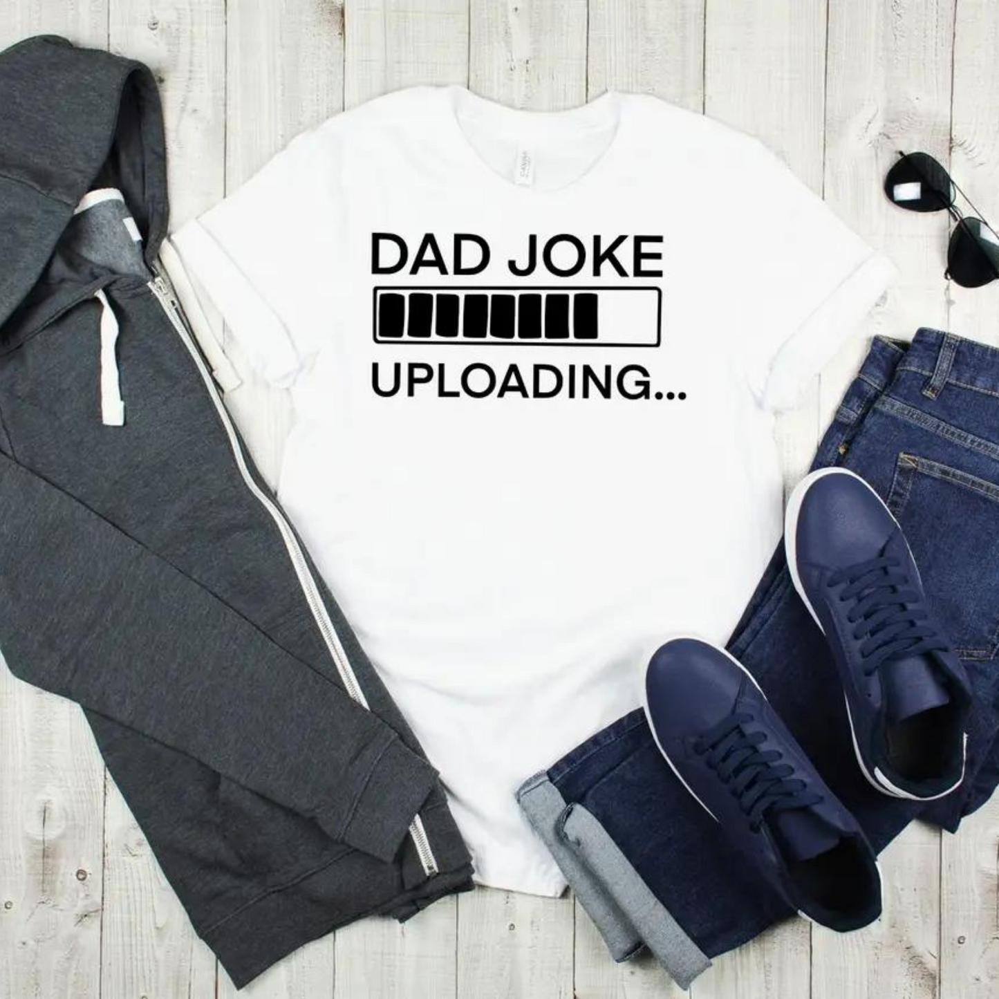 Dad Joke Uploading Graphic Tee, White