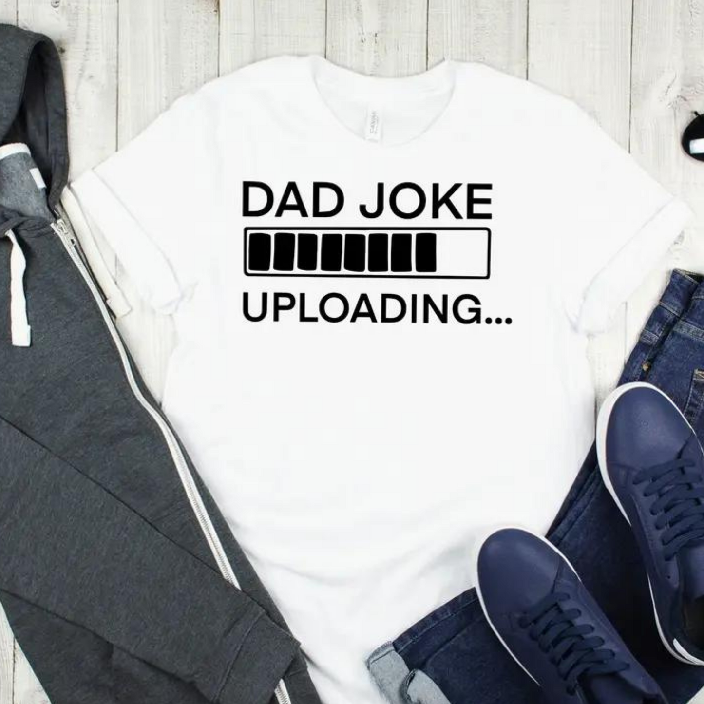 Dad Joke Uploading Graphic Tee, White