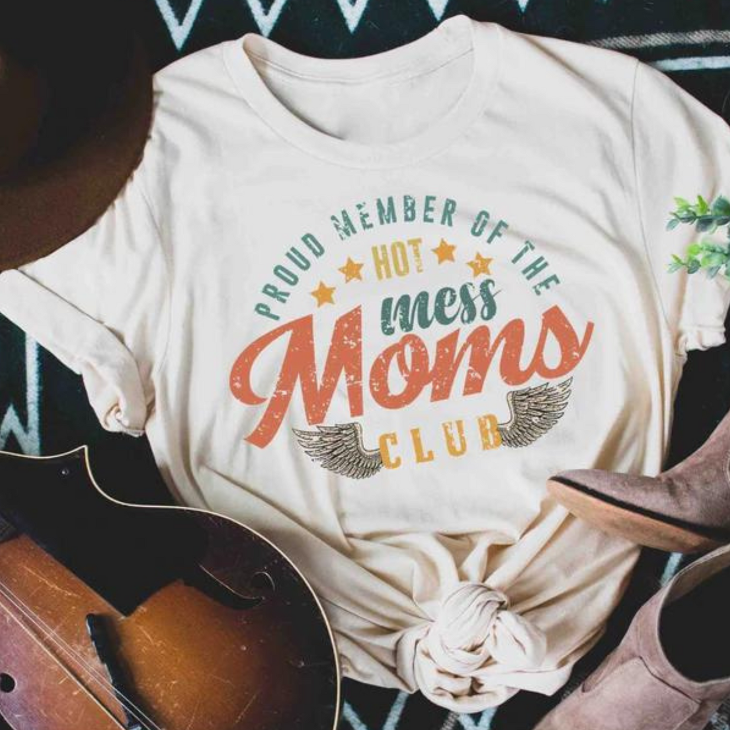 Proud Member Hot Mess Moms Club Graphic Tee, Natural