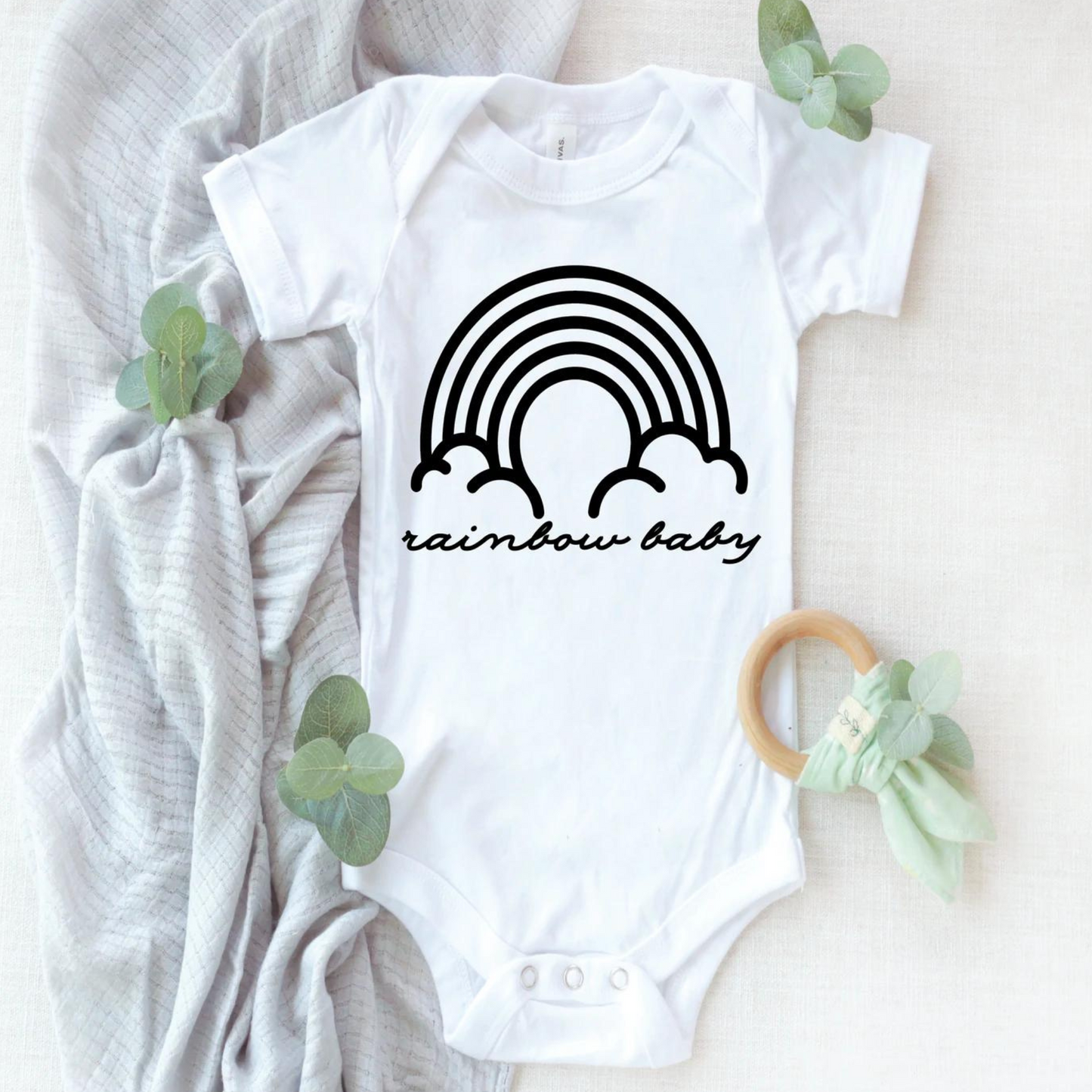 Rainbow Baby Graphic Bodysuit, White