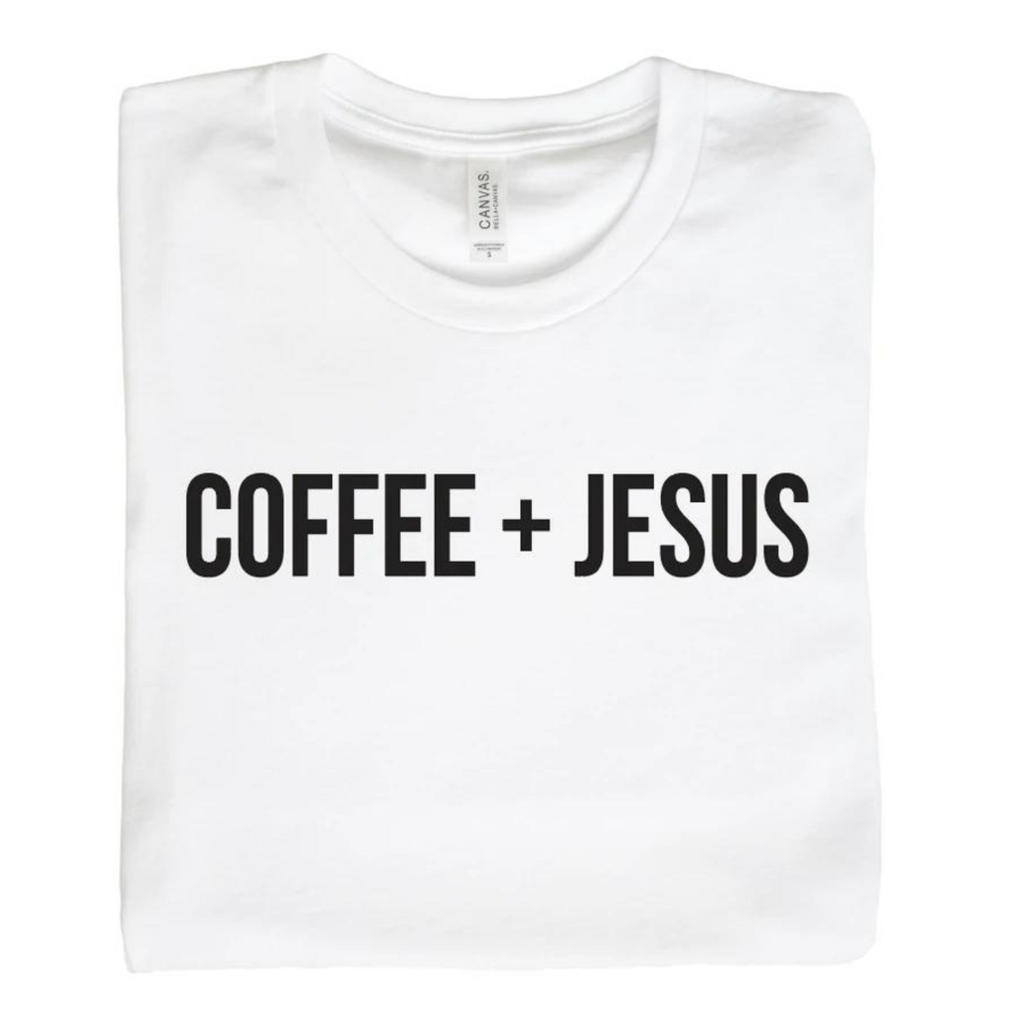 Coffee + Jesus Graphic Tee, White