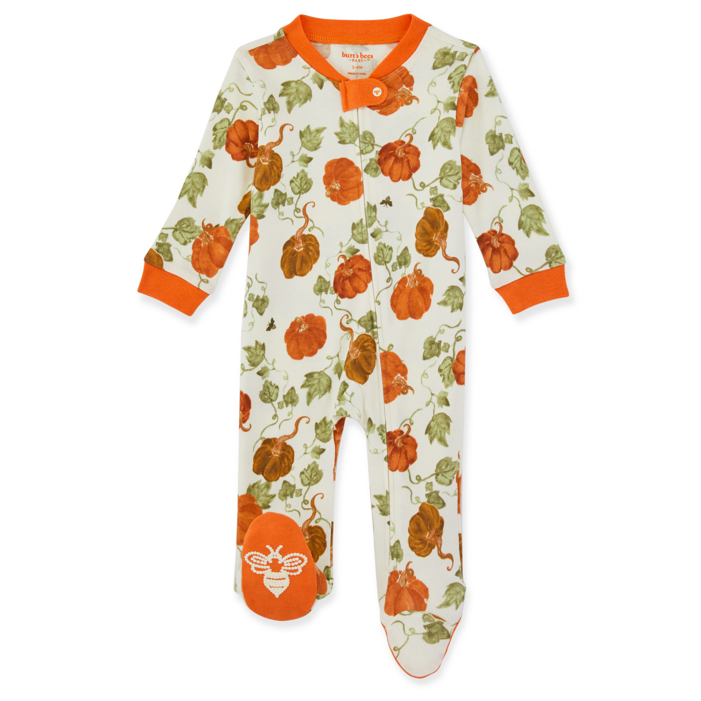 Organic Zip Footie, Thankful Pumpkins