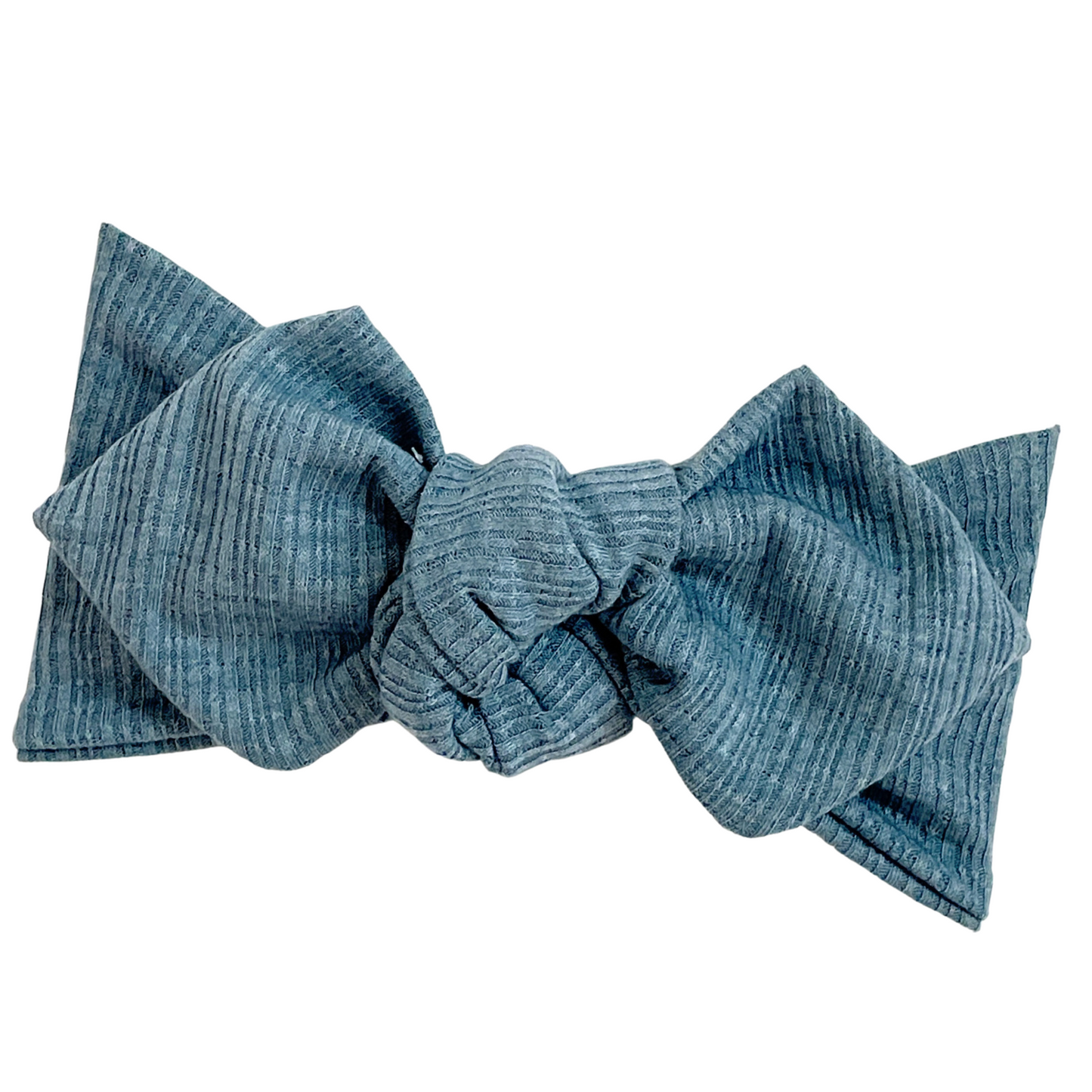 Top Knot Headband, Ribbed Denim Blue