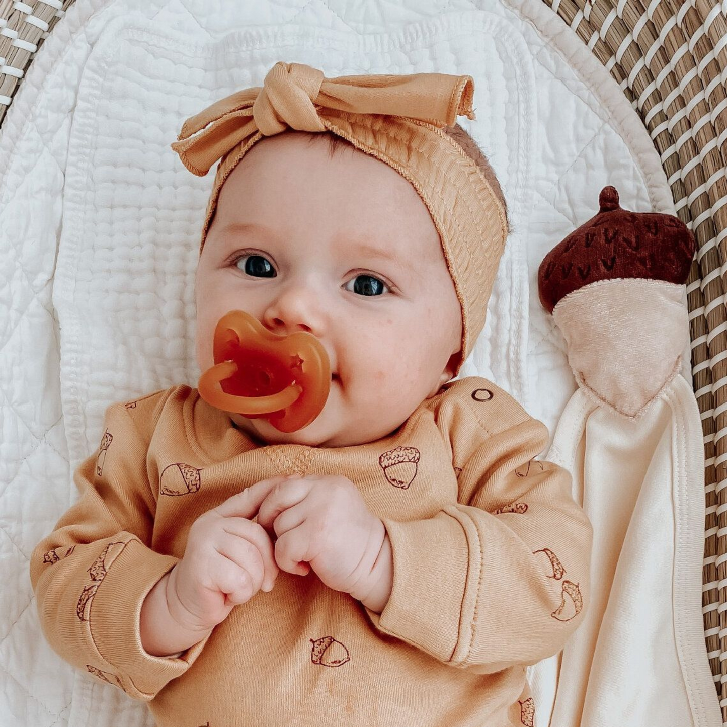 Organic Smocked Tie Headband, Honey