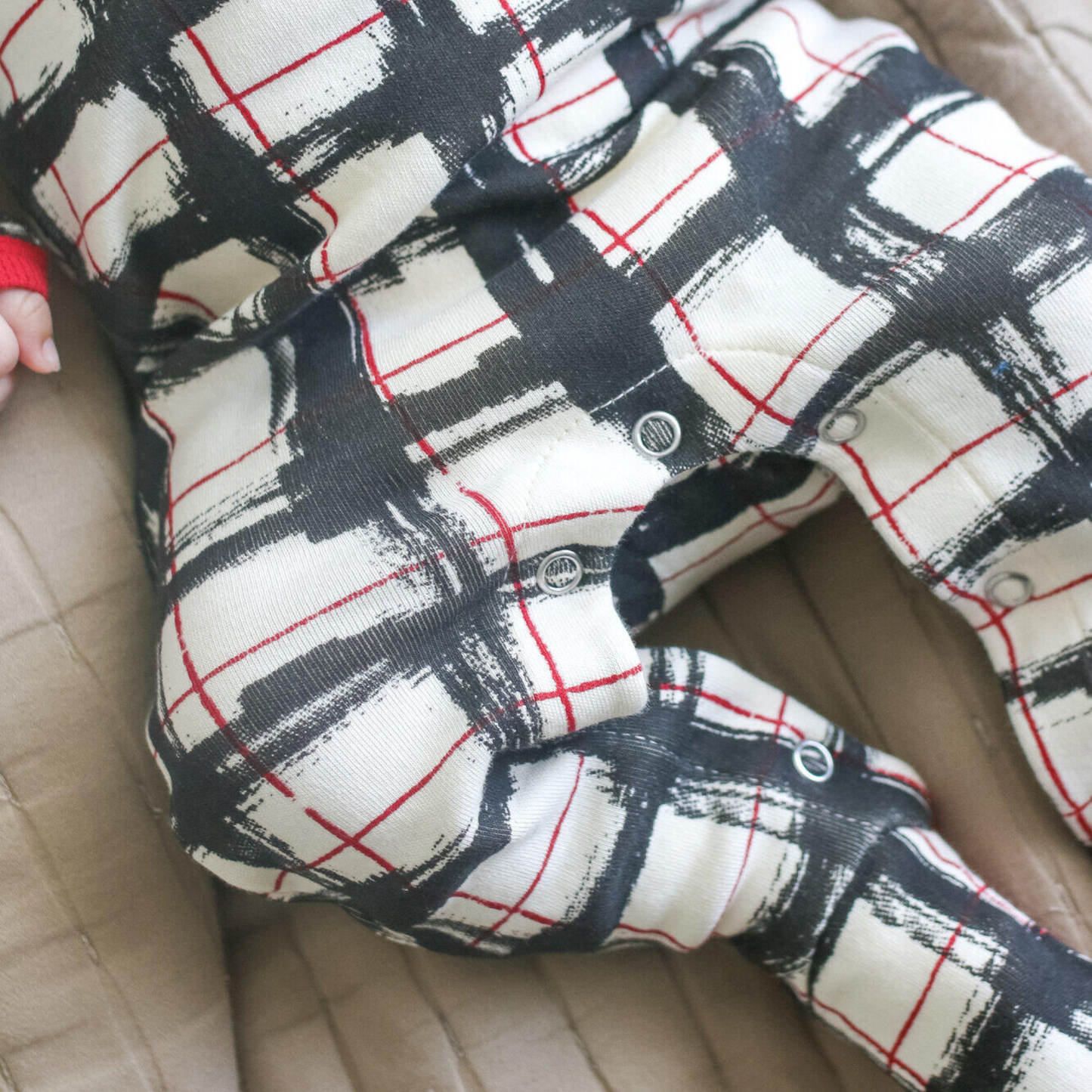 Organic Footie & Hat Set, Christmas Day Plaid