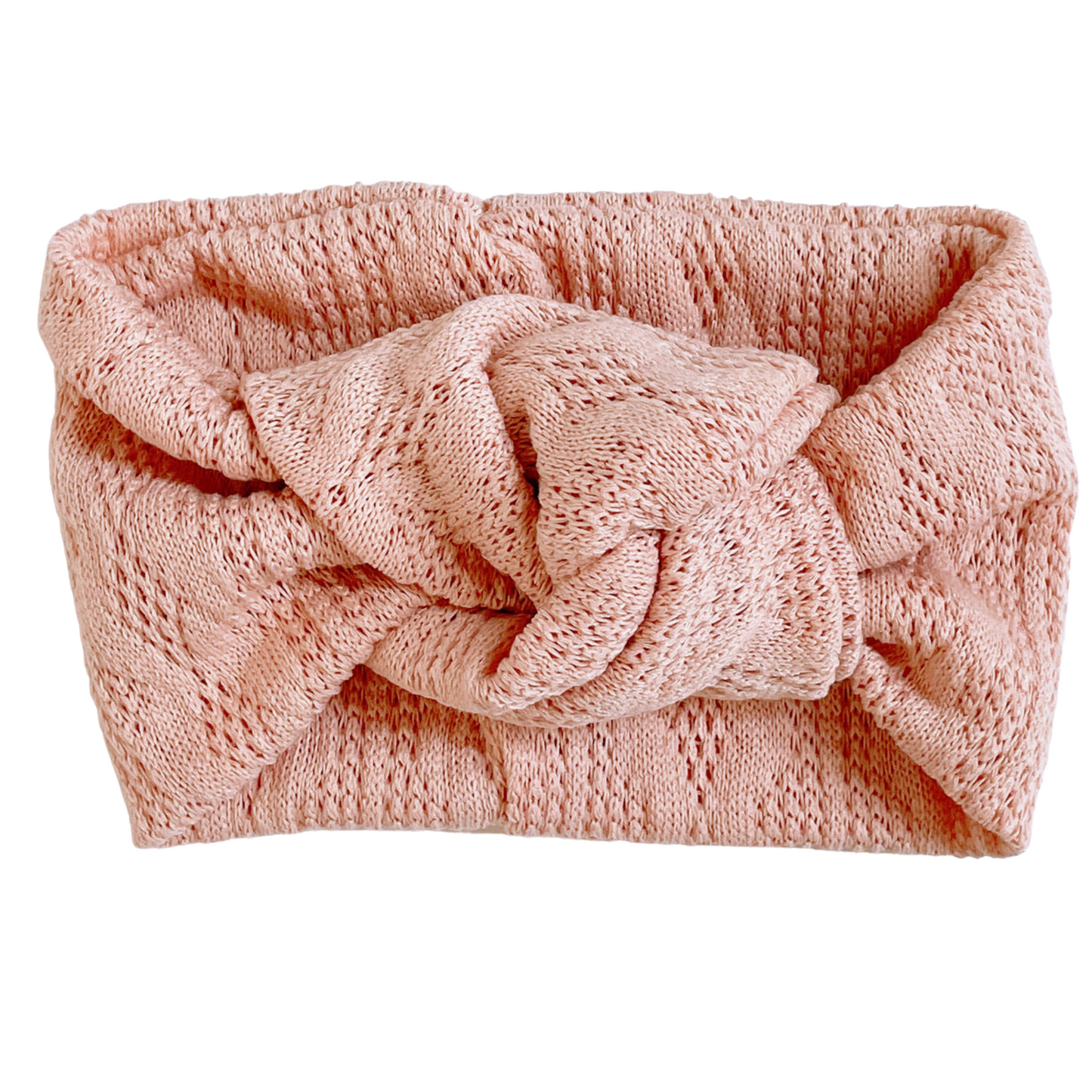 Twist Knot Headband, Peachy Blush Pointelle
