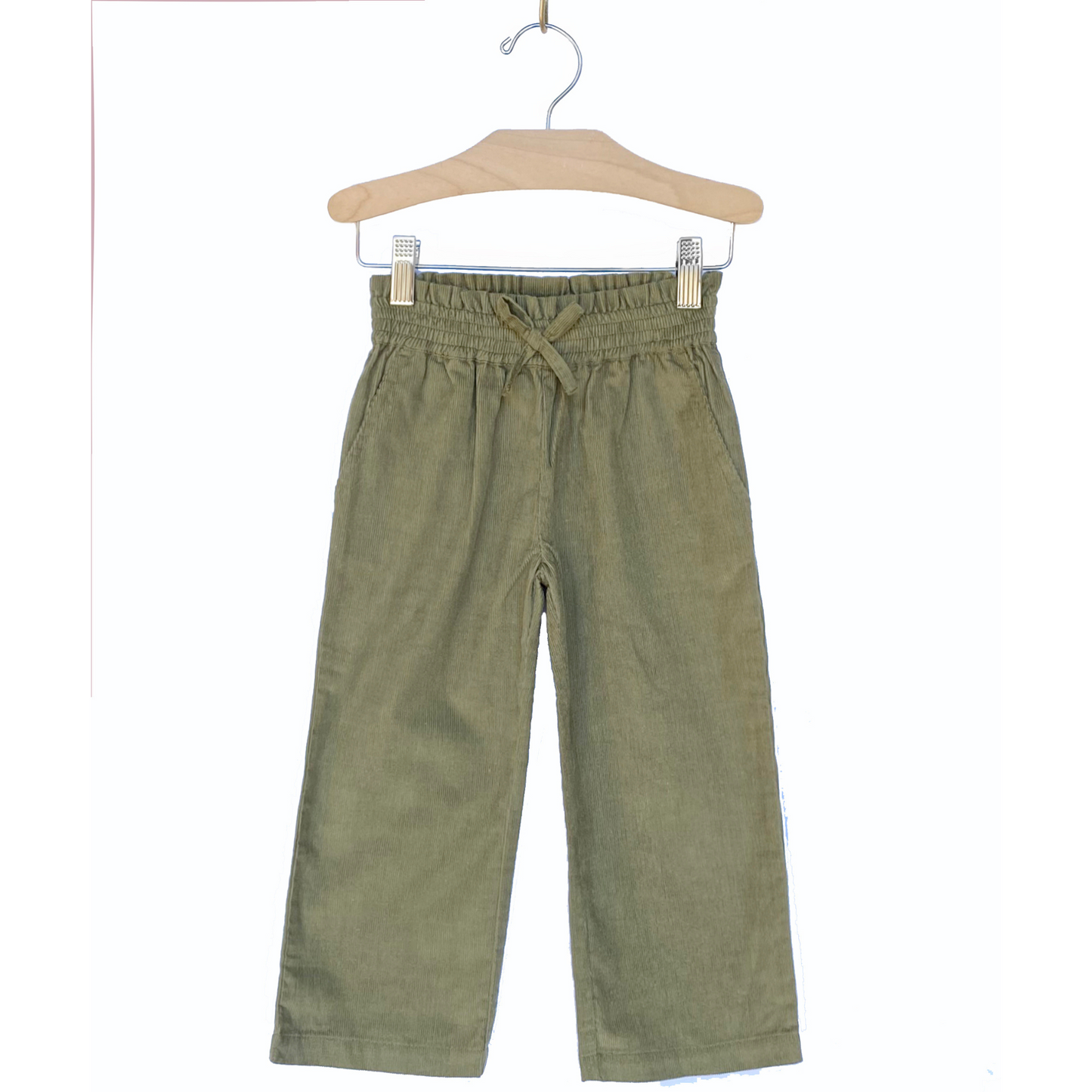 Fine Wale Corduroy Wide Leg Pants, Olive