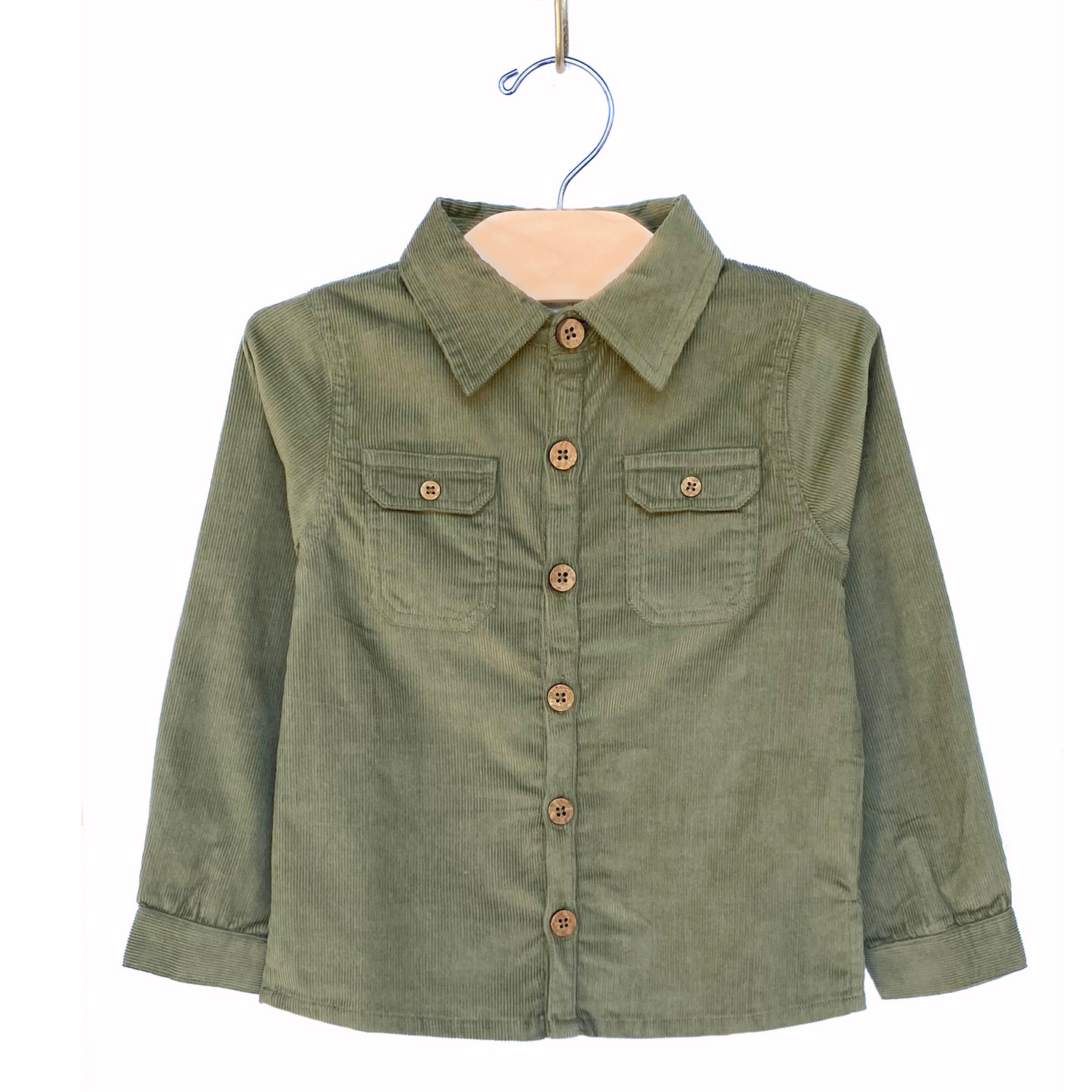 Corduroy Button Down Shirt, Olive