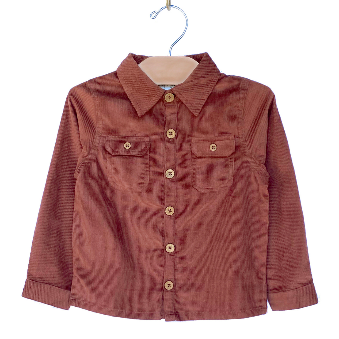 Corduroy Button Down Shirt, Rust