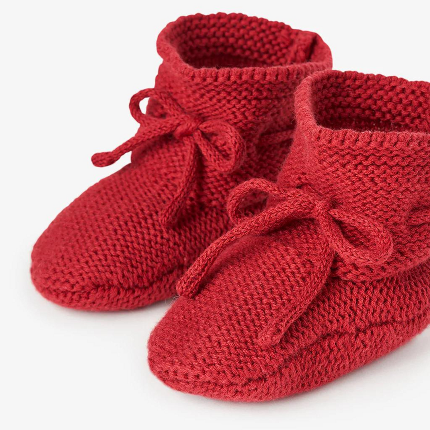 Garter Knit Baby Booties, Red