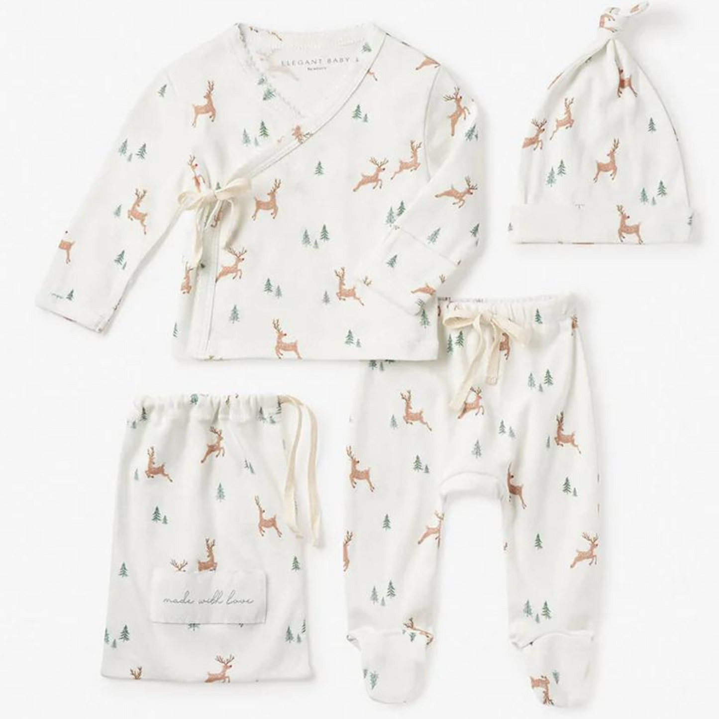 Organic 3 Piece Layette Set, Reindeer