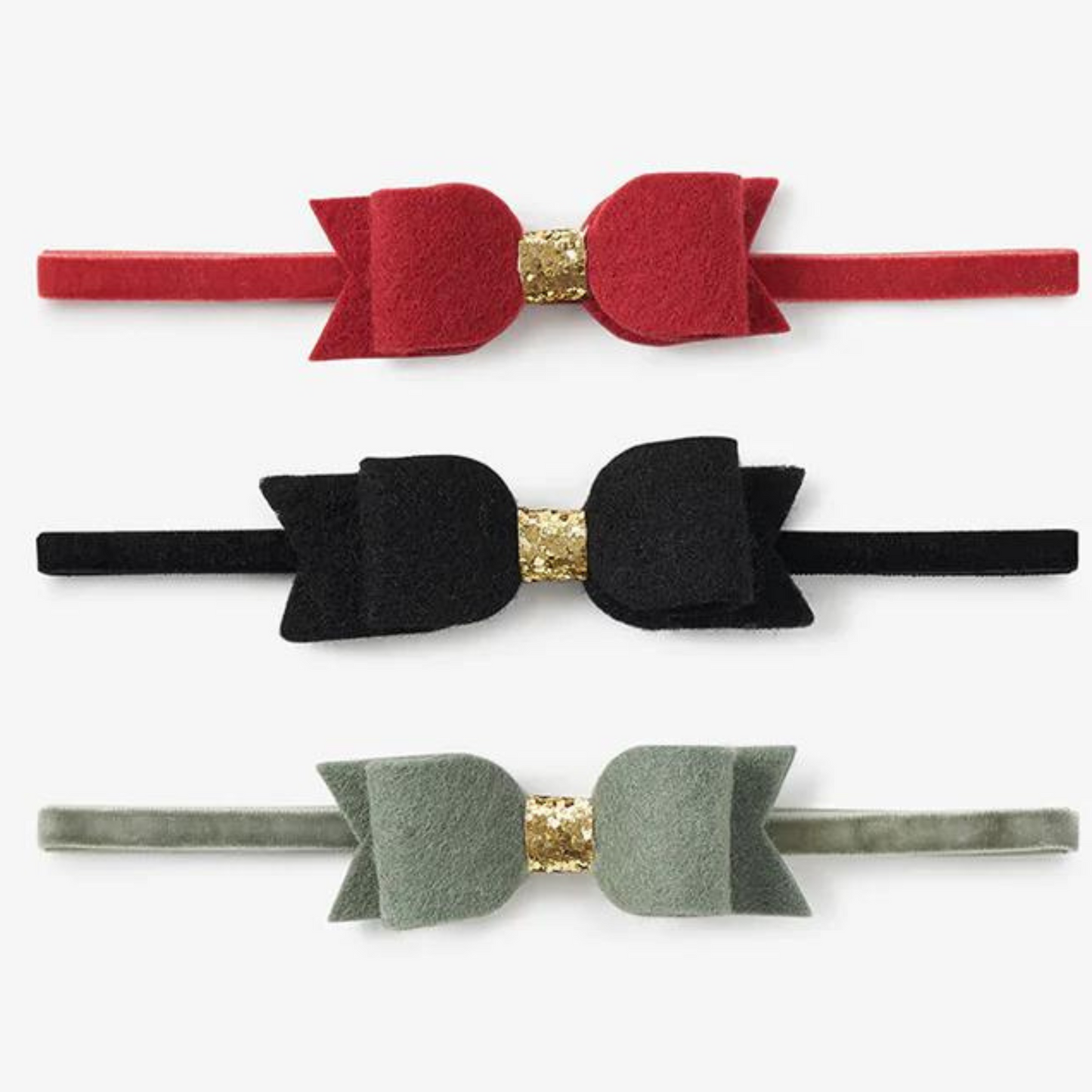 3-Pack Felt Bow Headbands, Holiday