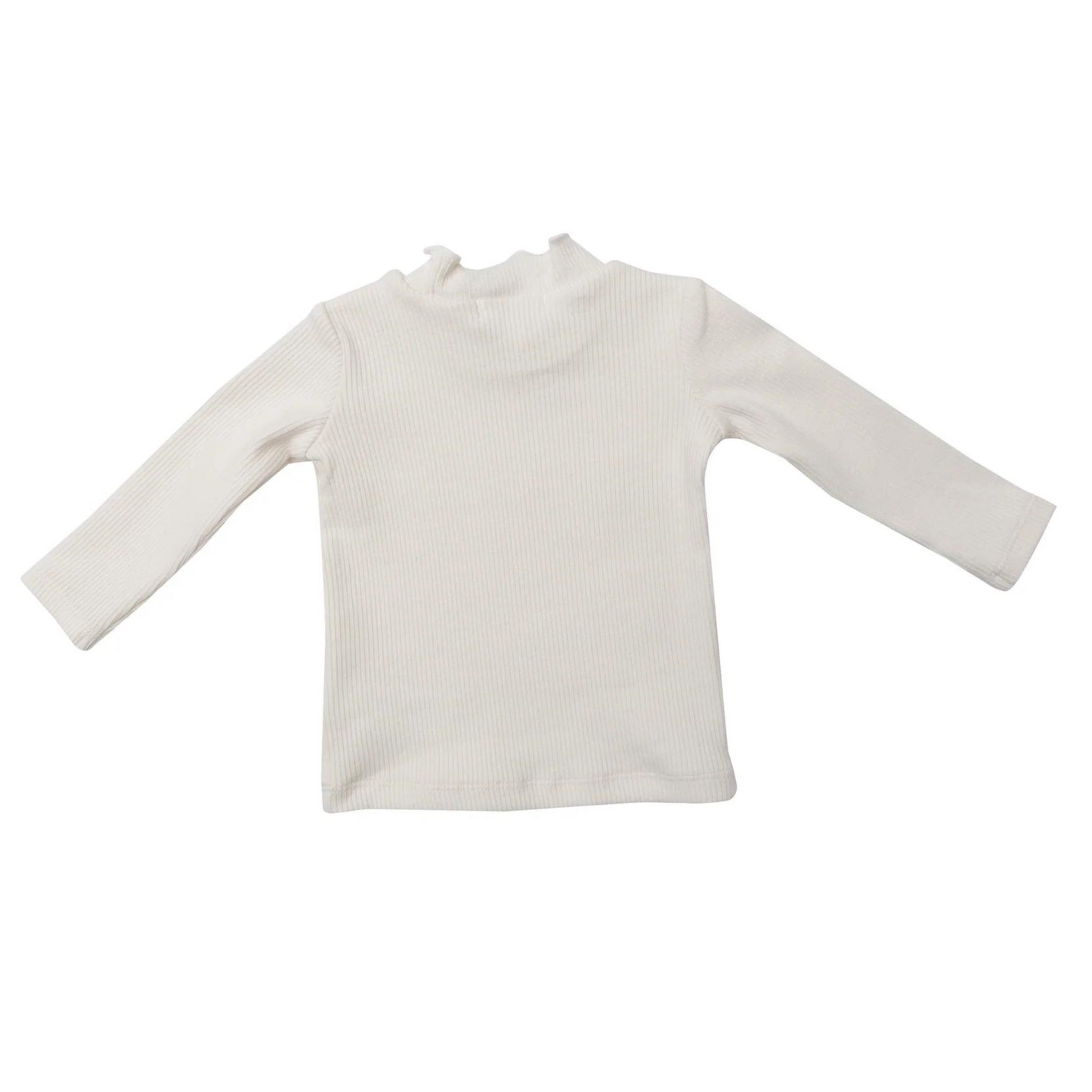 Ribbed Long Sleeve Mock Turtleneck, Sugar Swizzle