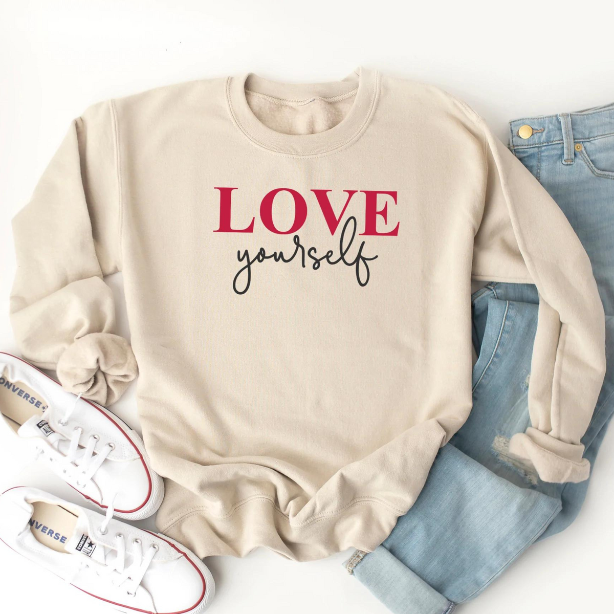 Love Yourself Women s Graphic Sweatshirt Dust SpearmintLOVE