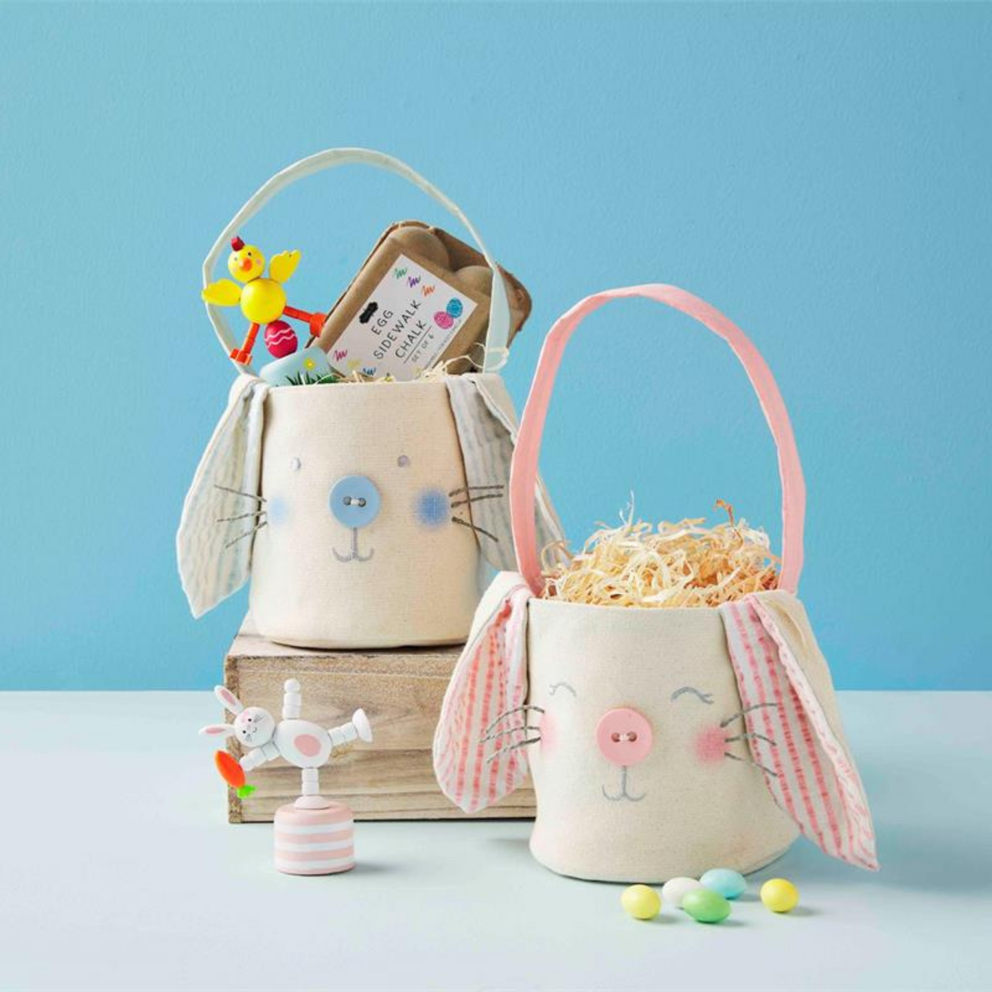 Blue Bunny Canvas Basket Set