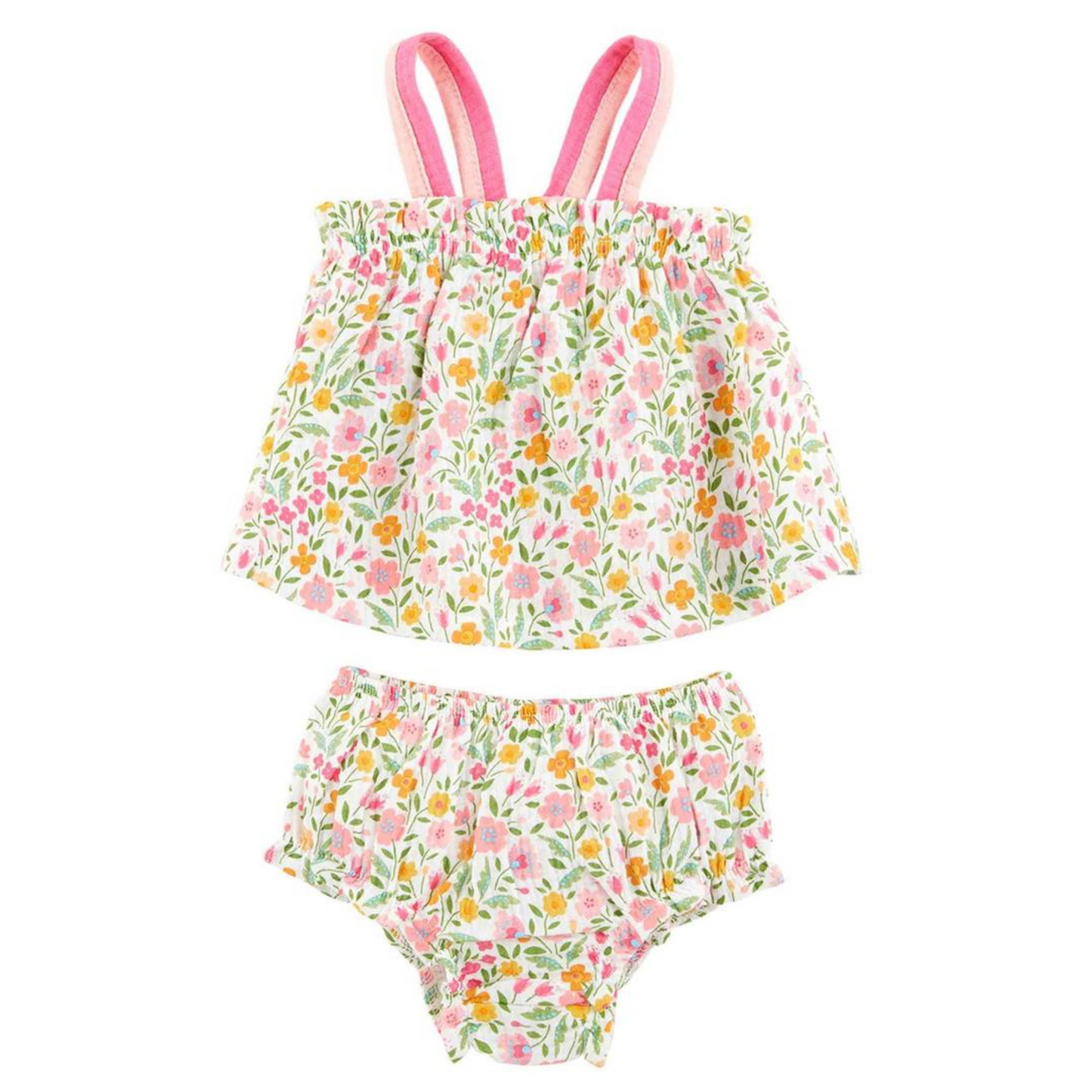 Summer Floral Pinafore & Bloomer Set
