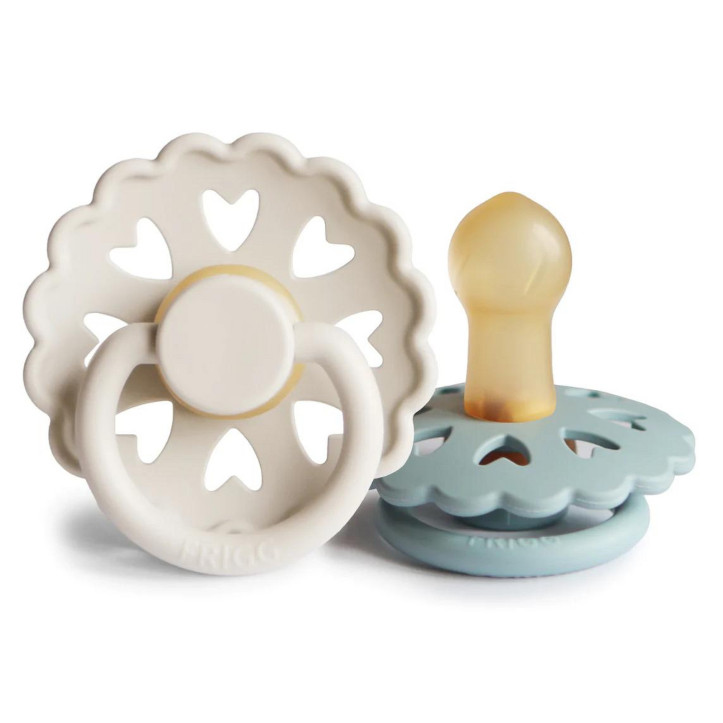 Andersen Fairytale Natural Rubber Pacifier 2-Pack, Cream/Stone Blue