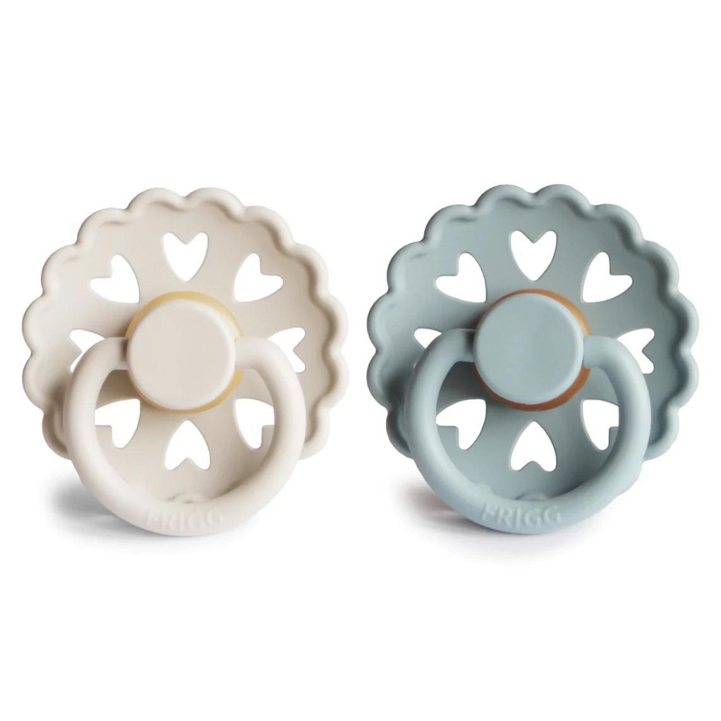 Andersen Fairytale Natural Rubber Pacifier 2-Pack, Cream/Stone Blue