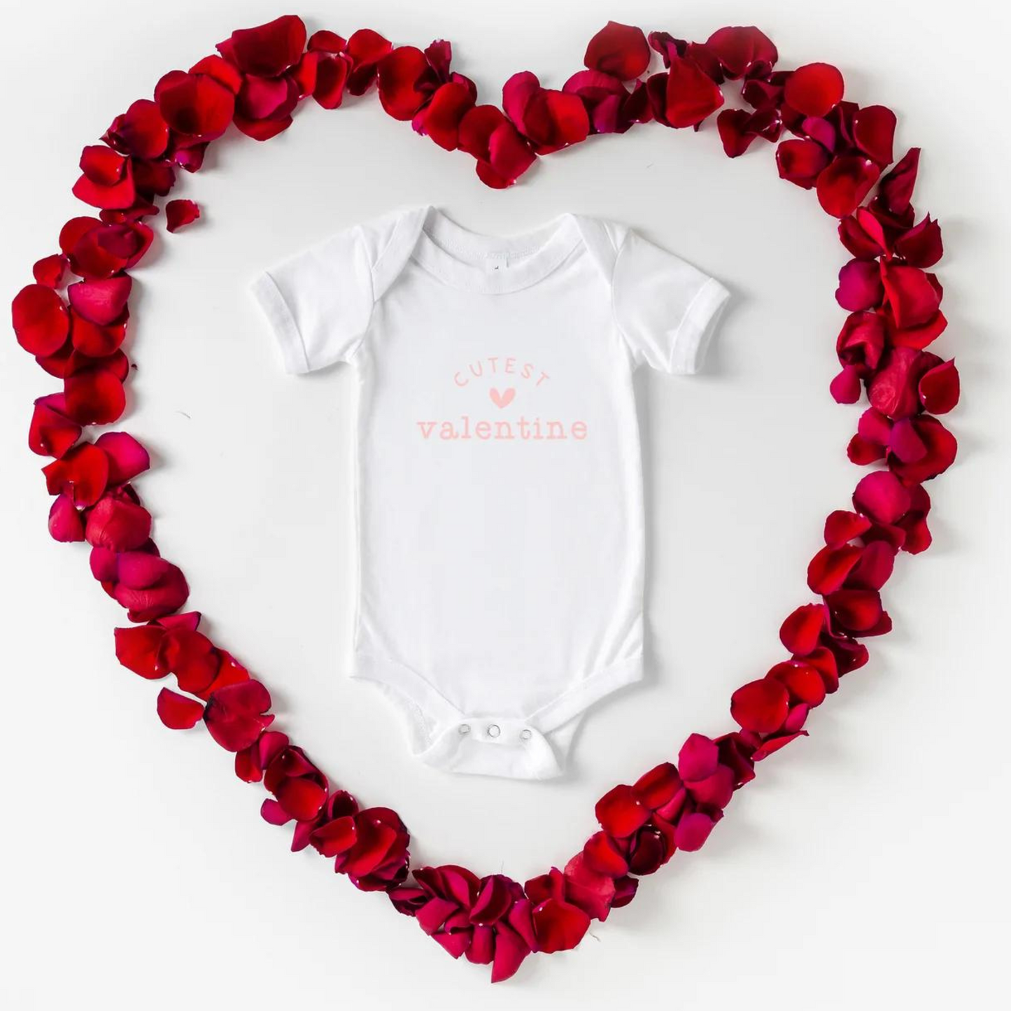 Cutest Valentine Short Sleeve Bodysuit, White