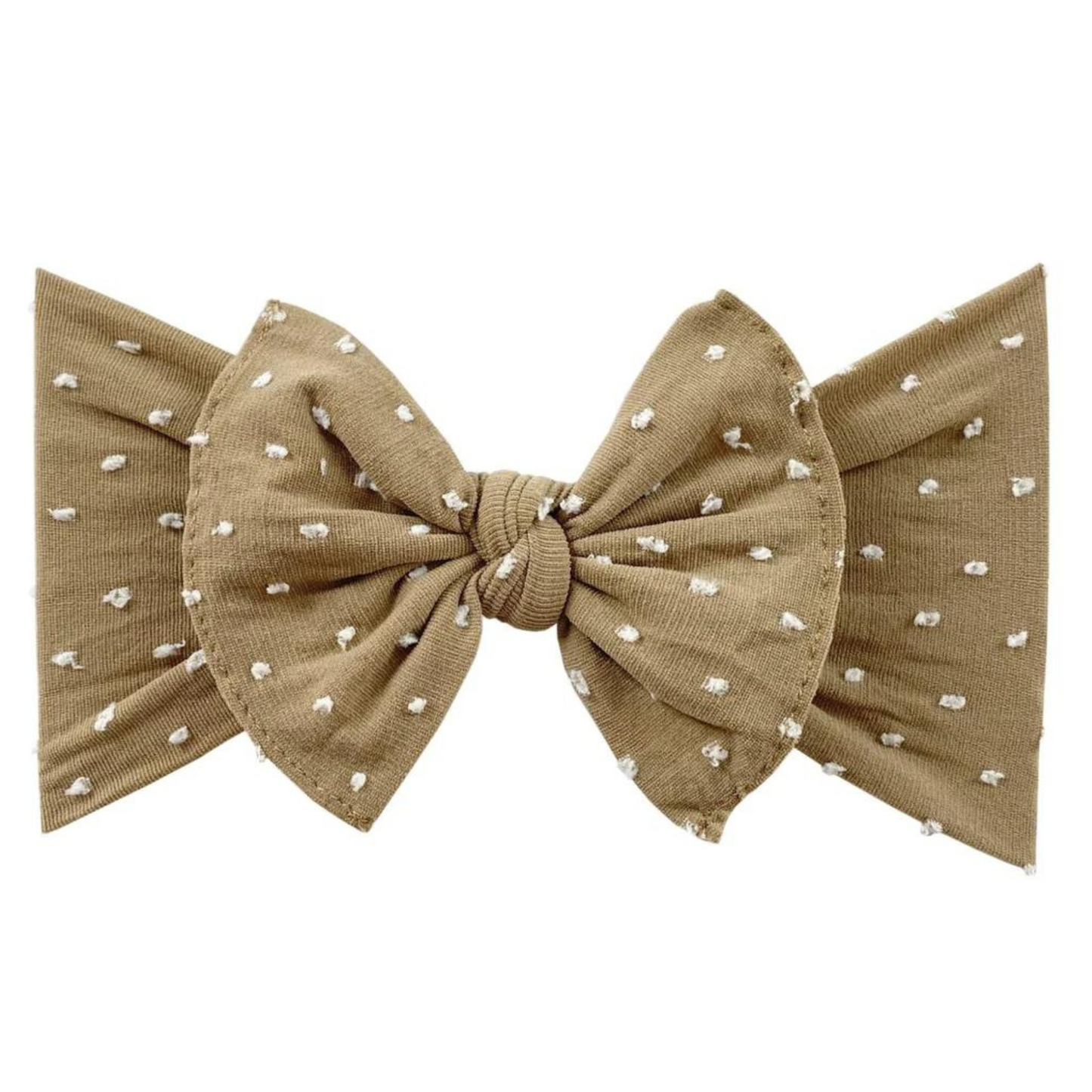 Shabby Knot Bow, Mocha/White Dot