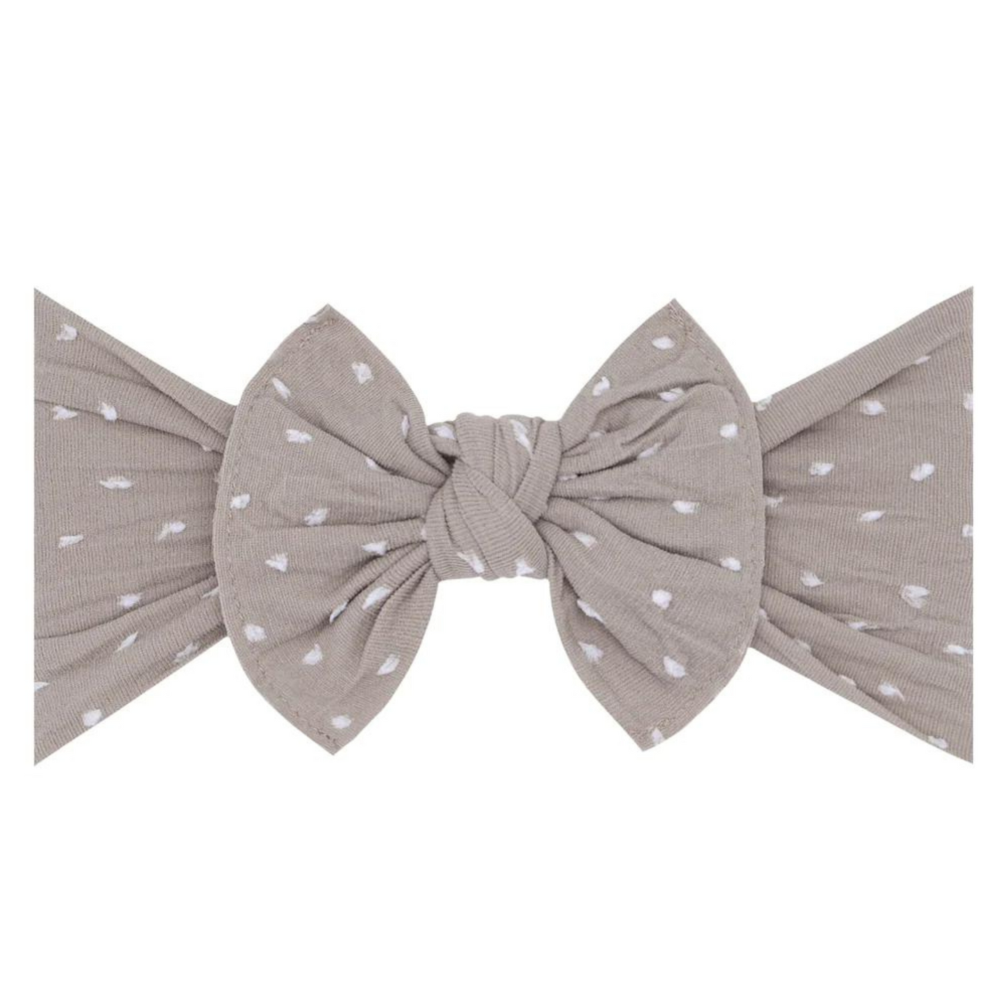 Shabby Knot Bow, Mushroom/White Dot