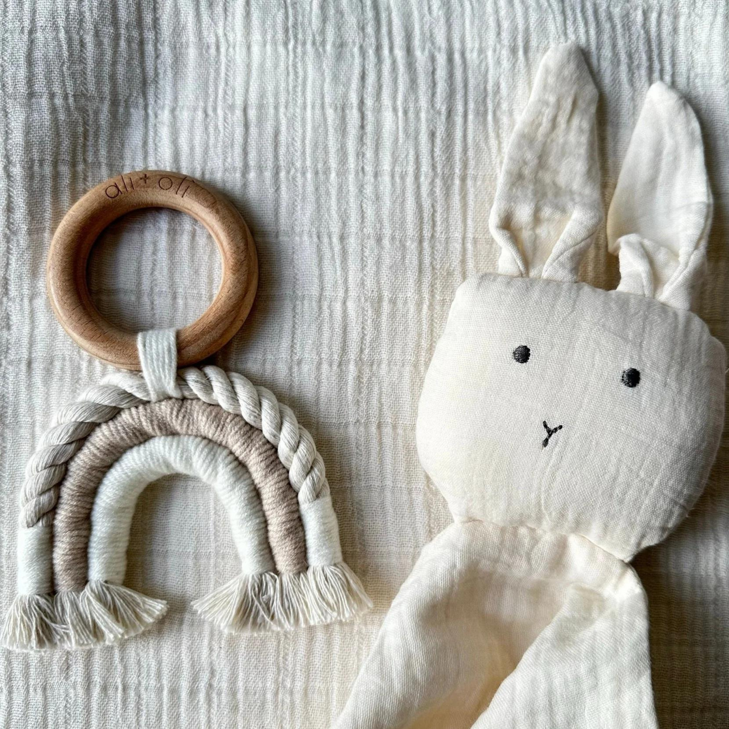 Mini Macrame Rainbow Teething Toy, Sand