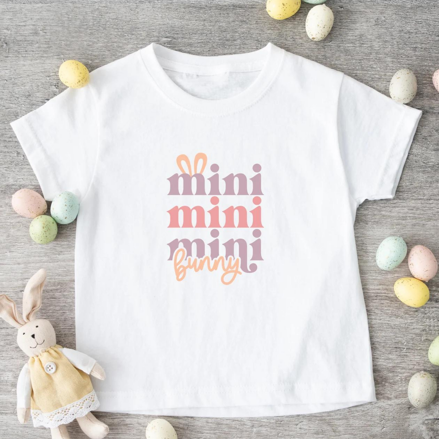 Mini Bunny Stacked Short Sleeve Tee, White